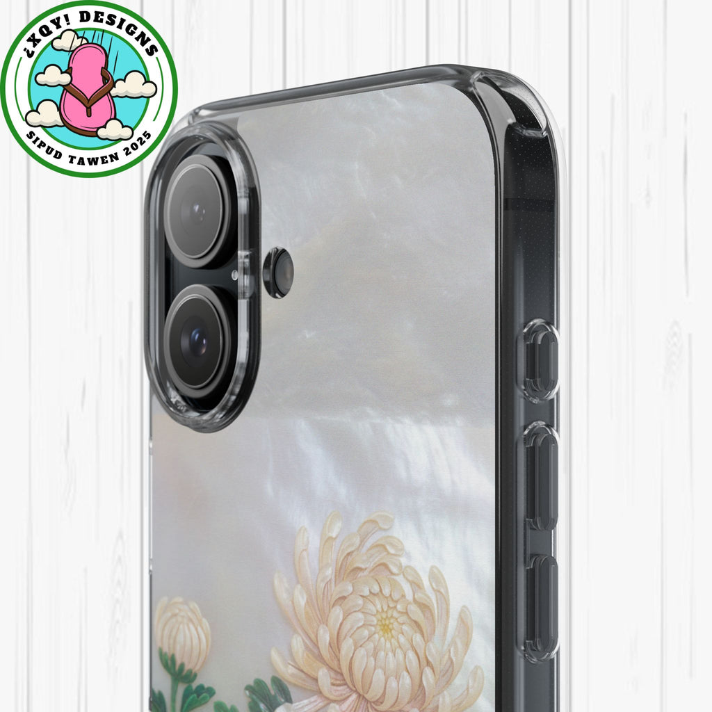 Mother of pearl inlay Phone Case Nacre art panel Chinese mother of pearl flowers Chrysanthemum wall art design elegant luxury  gift