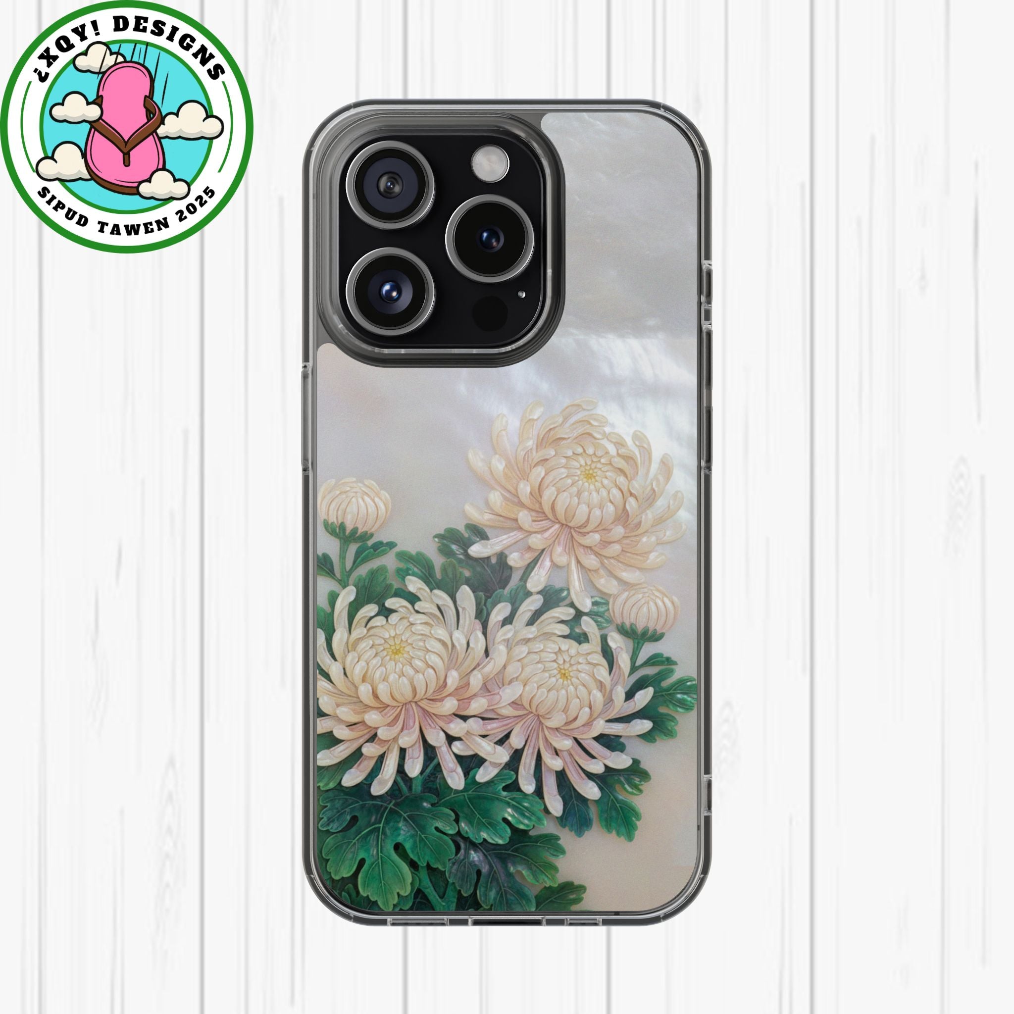 Mother of pearl inlay Phone Case Nacre art panel Chinese mother of pearl flowers Chrysanthemum wall art design elegant luxury  gift
