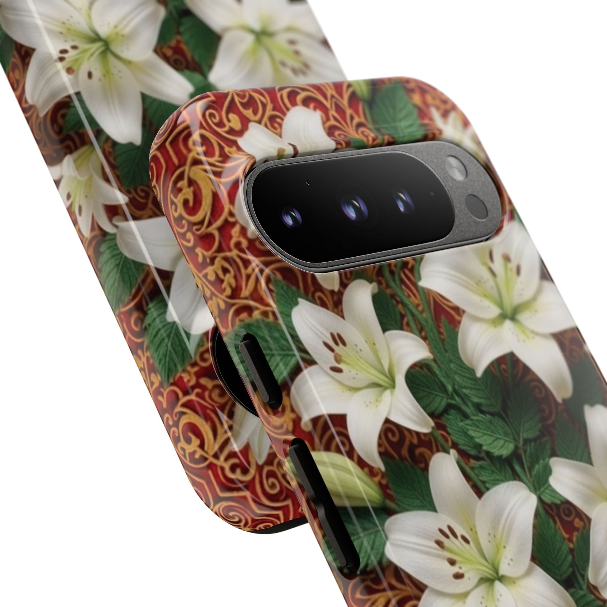 Luxury Lily Phone Case Elegant Floral Ornate Botanical Style Pristine White Bloom Motif Unique Accessory for iPhone Samsung Pixel Devices