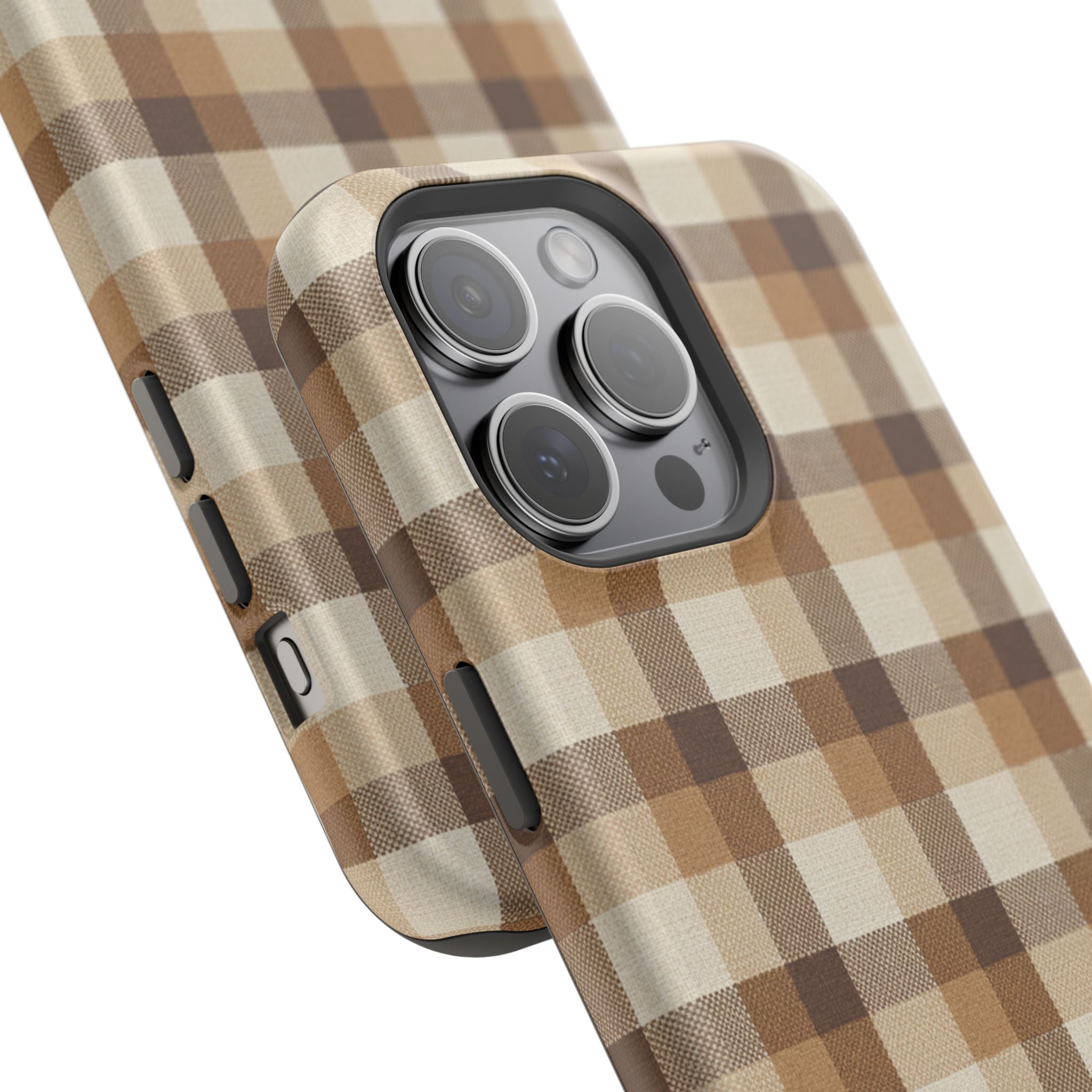 Brown Plaid Pattern Impact-Resistant Case | Checkered Phone Case