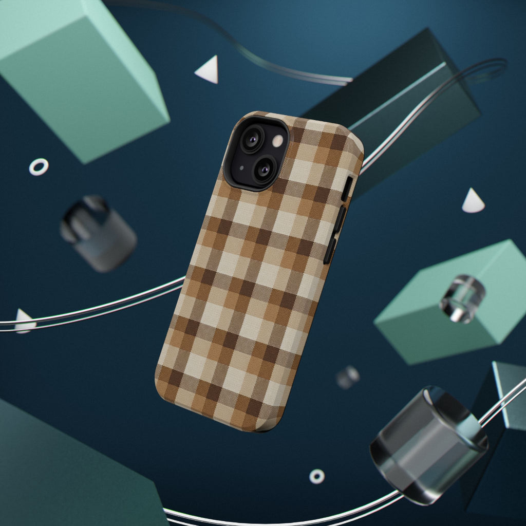 Brown Plaid Pattern Impact-Resistant Case | Checkered Phone Case