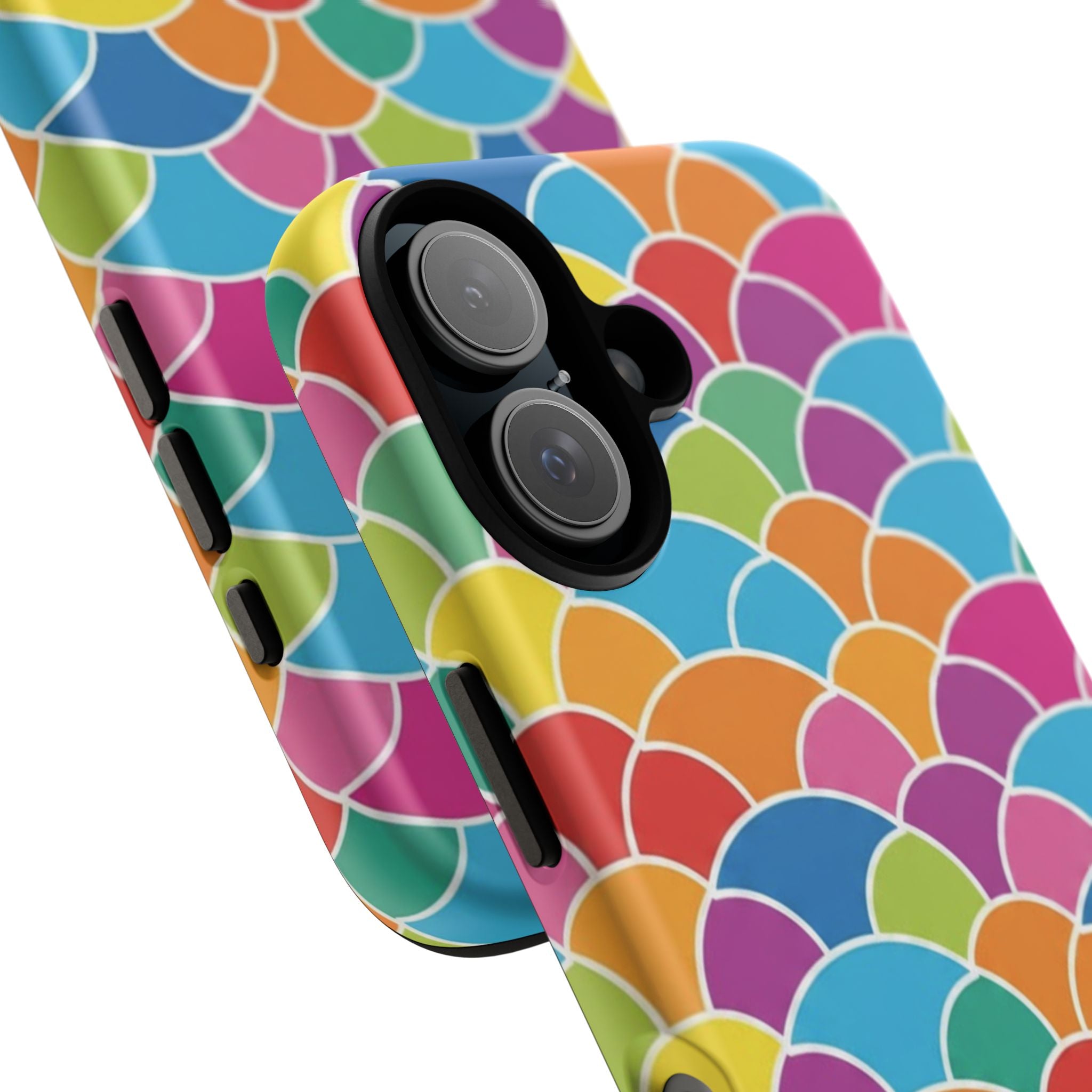 Colorful Scallop Pattern Phone Case Vibrant Protective Mermaid Scales Cover Eye-Catching Abstract Design for Samsung iPhone Pixel Models