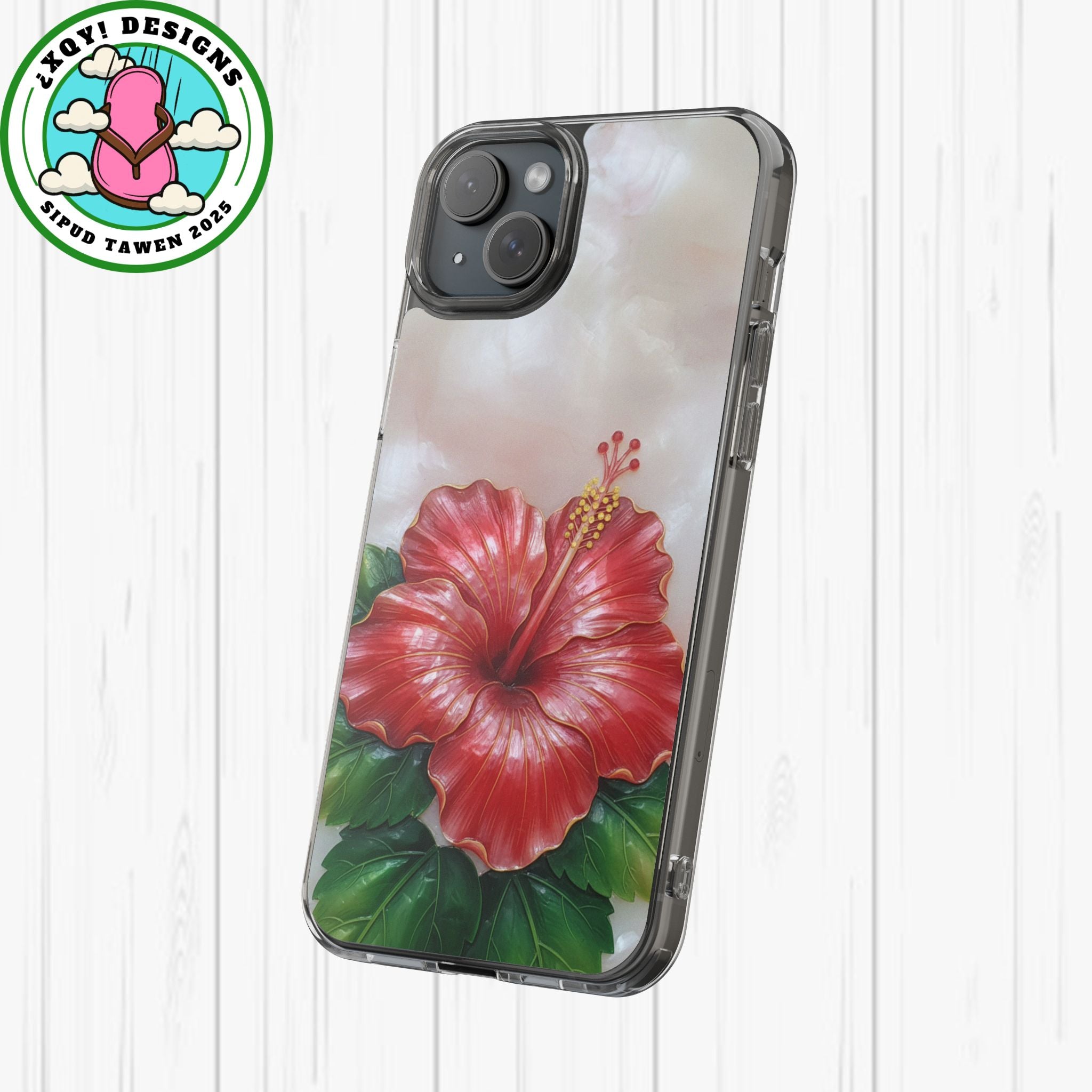 Unique Red flower art Phone Case Floral relief carving Red hibiscus sculpture Decorative tropical flower decor vibrant artistic