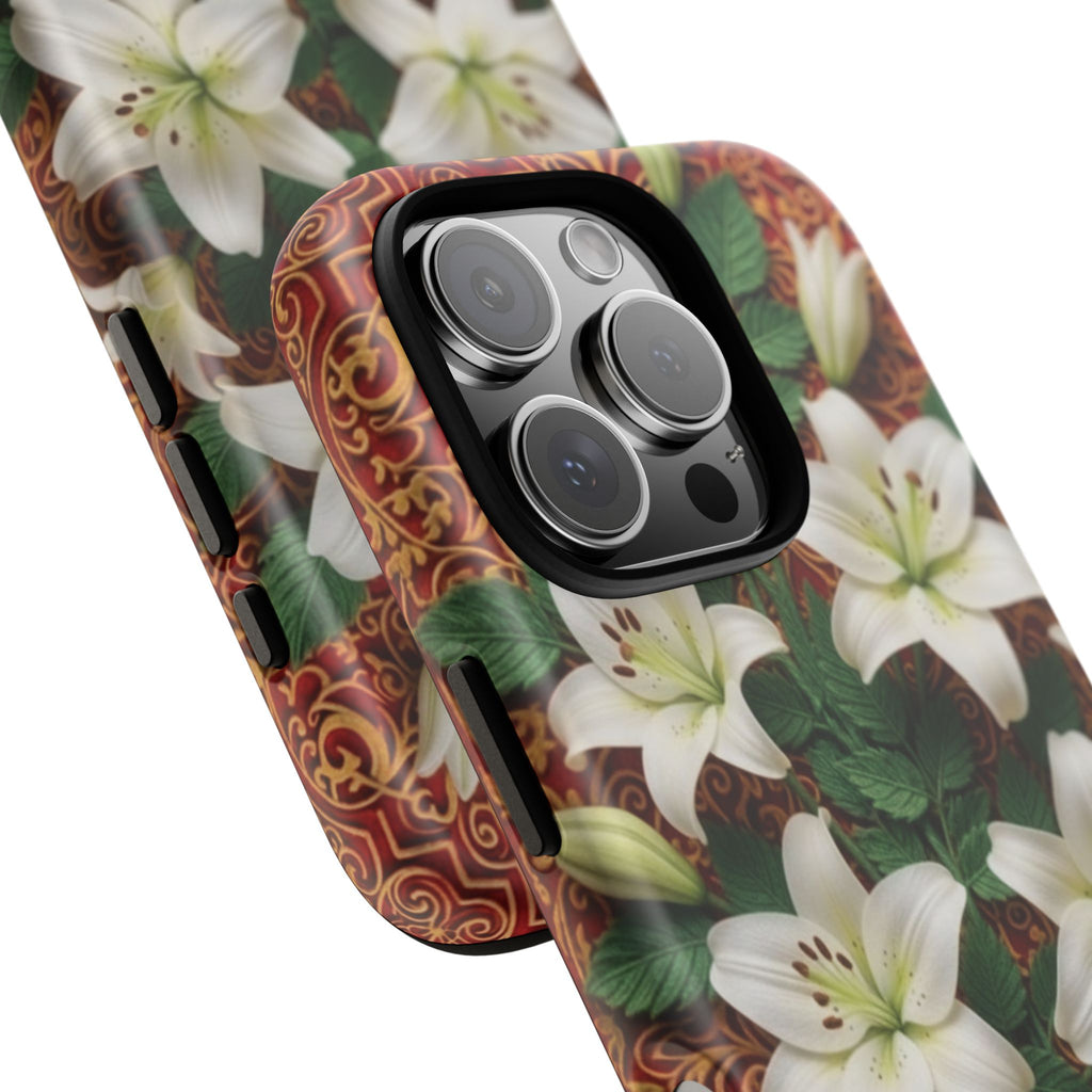 Luxury Lily Phone Case Elegant Floral Ornate Botanical Style Pristine White Bloom Motif Unique Accessory for iPhone Samsung Pixel Devices