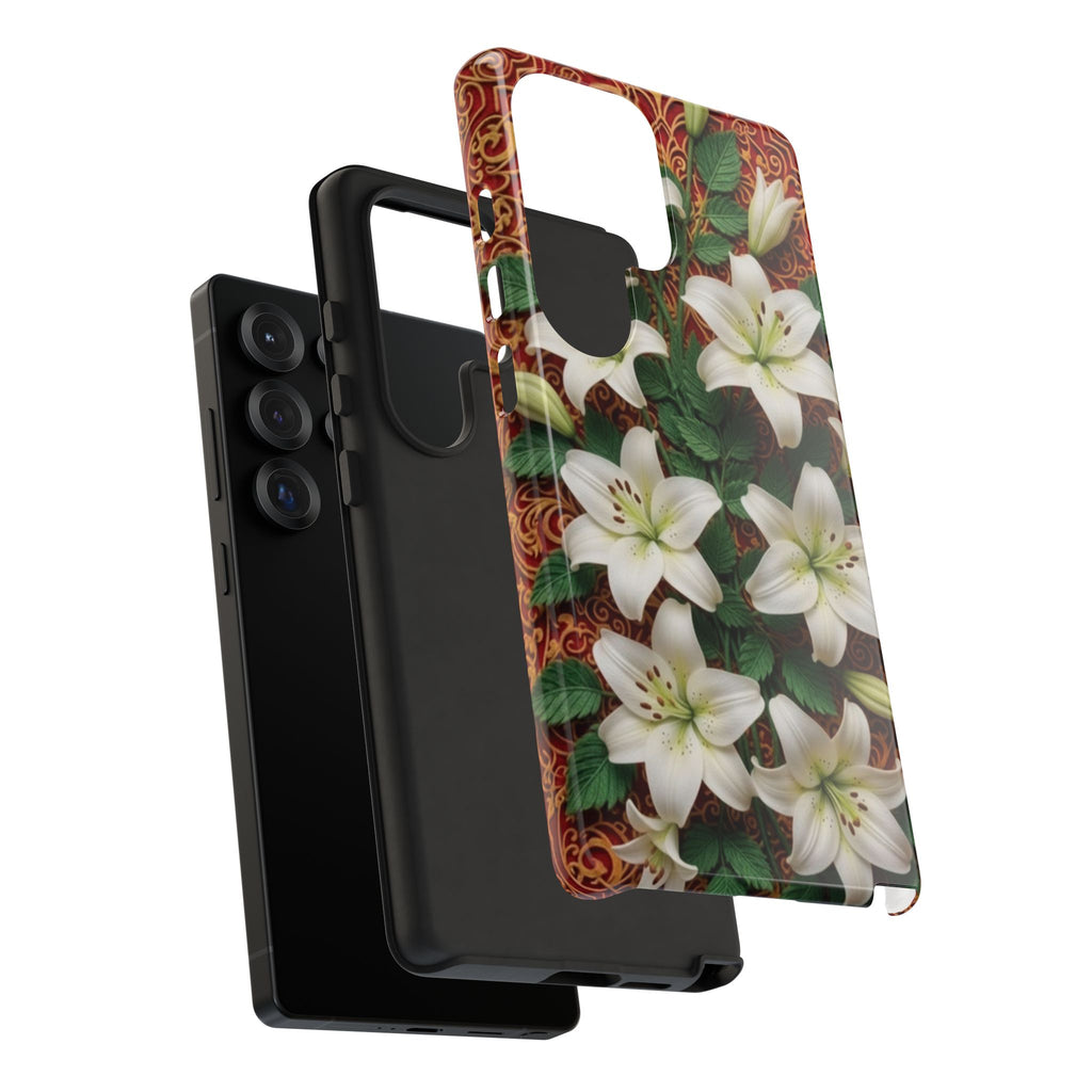 Luxury Lily Phone Case Elegant Floral Ornate Botanical Style Pristine White Bloom Motif Unique Accessory for iPhone Samsung Pixel Devices