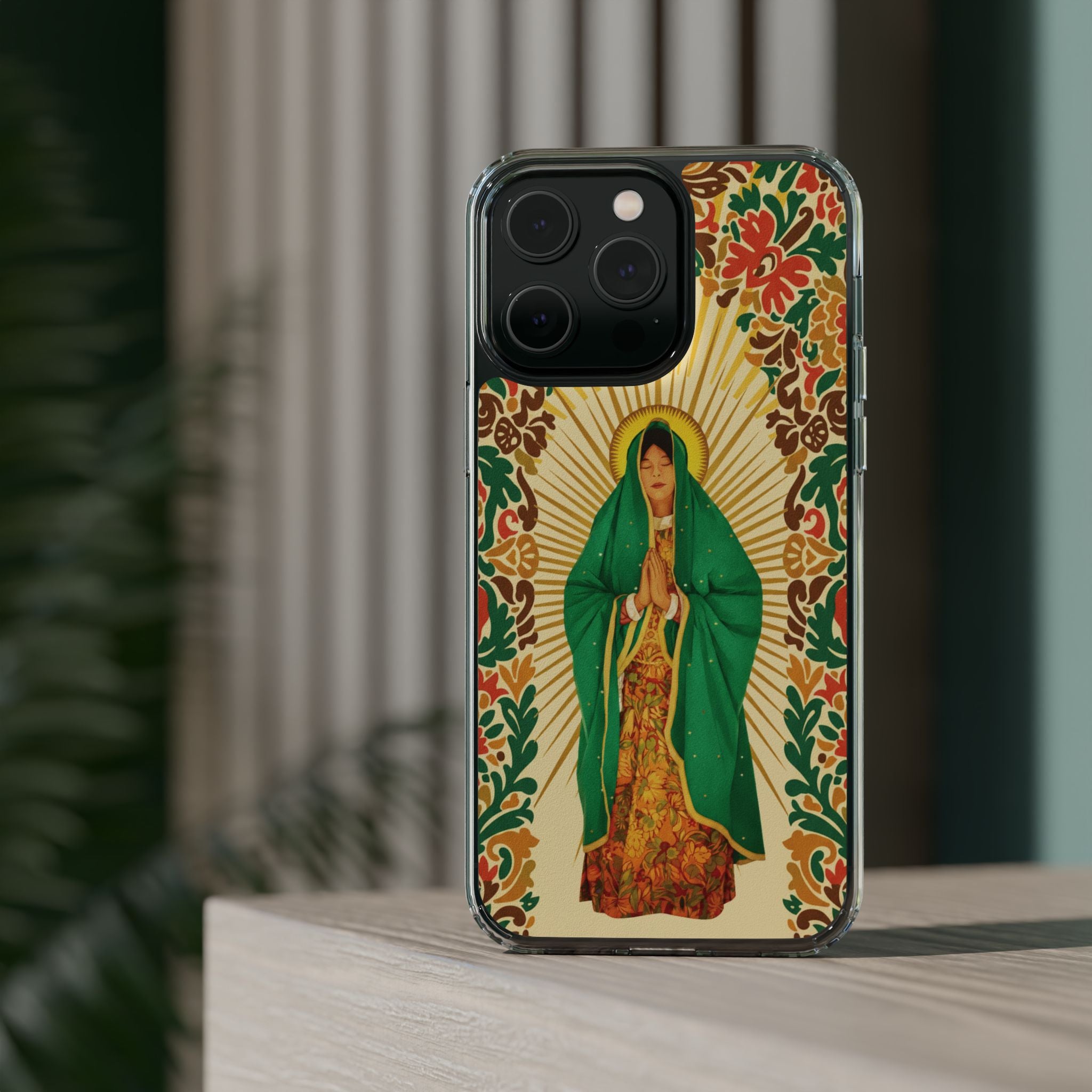 Virgin of Guadalupe Phone Case — Cut-Paper Style Religious Christian iPhone Samsung Pixel