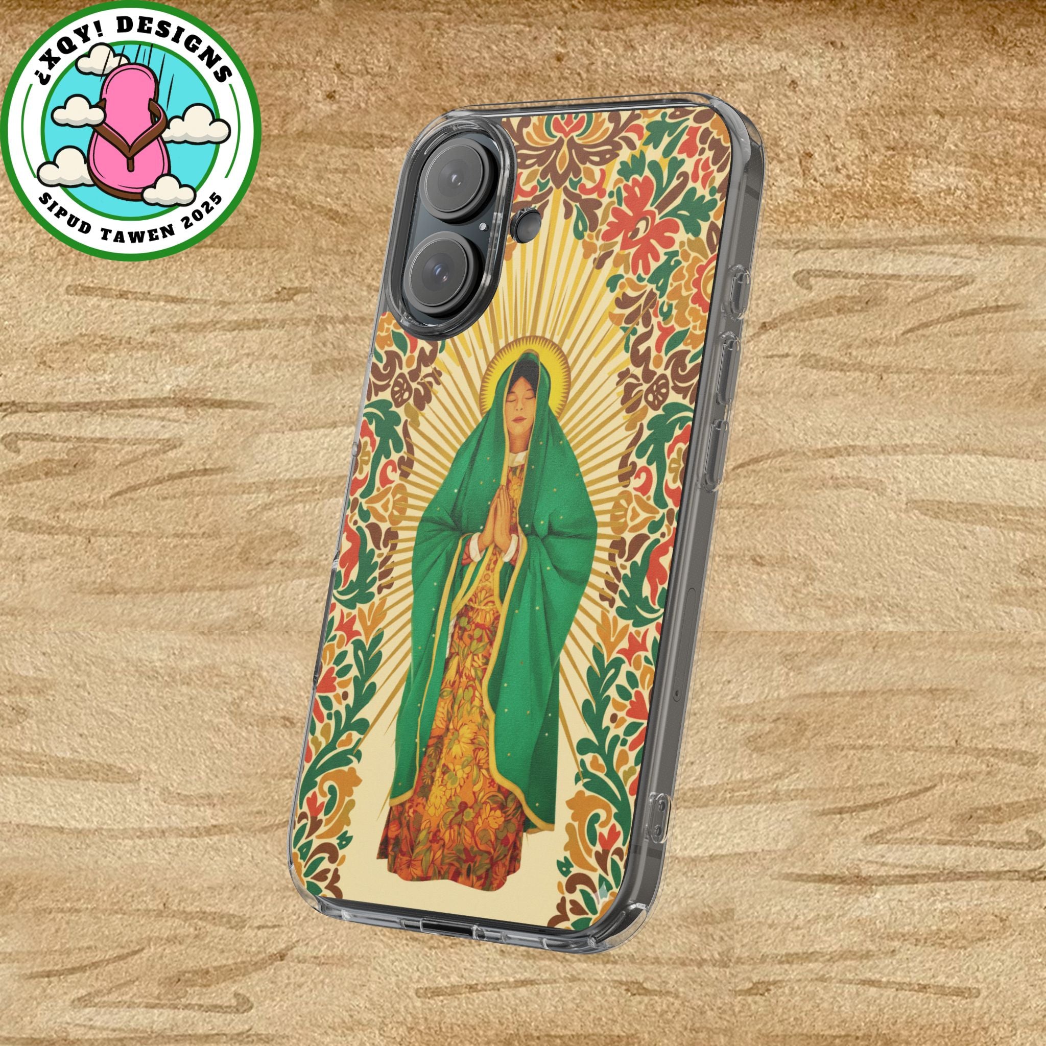 Virgin of Guadalupe Phone Case — Cut-Paper Style Religious Christian iPhone Samsung Pixel