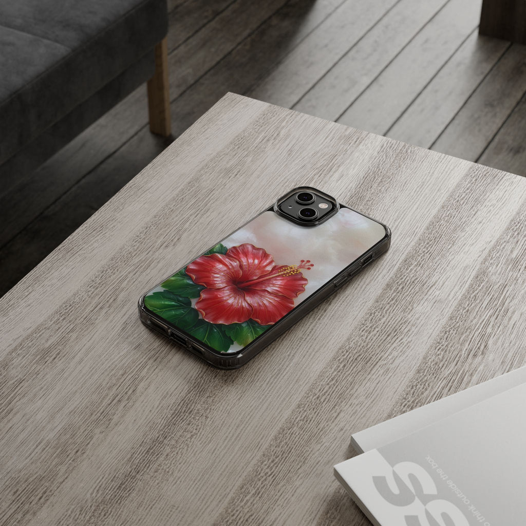 Unique Red flower art Phone Case Floral relief carving Red hibiscus sculpture Decorative tropical flower decor vibrant artistic