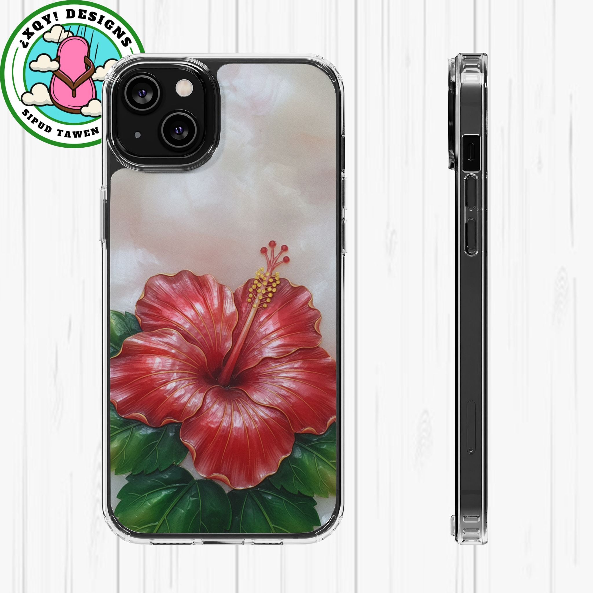 Unique Red flower art Phone Case Floral relief carving Red hibiscus sculpture Decorative tropical flower decor vibrant artistic