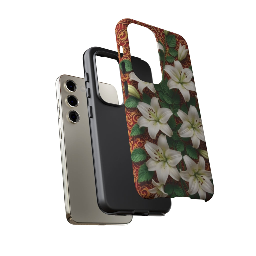 Luxury Lily Phone Case Elegant Floral Ornate Botanical Style Pristine White Bloom Motif Unique Accessory for iPhone Samsung Pixel Devices