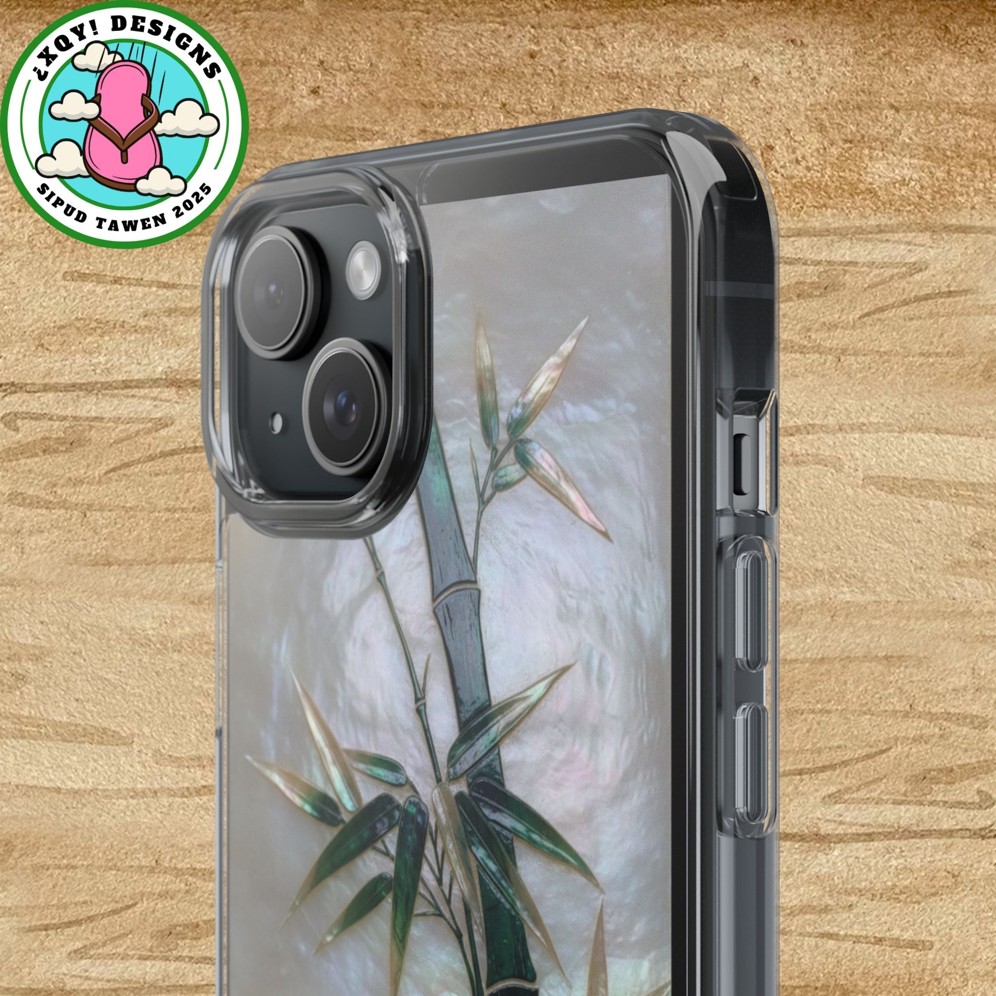 Phone Case, Mother of Pearl Bamboo Floral Design Impact-Resistant Cover, Protective Shell, Unique Gift, Accessories