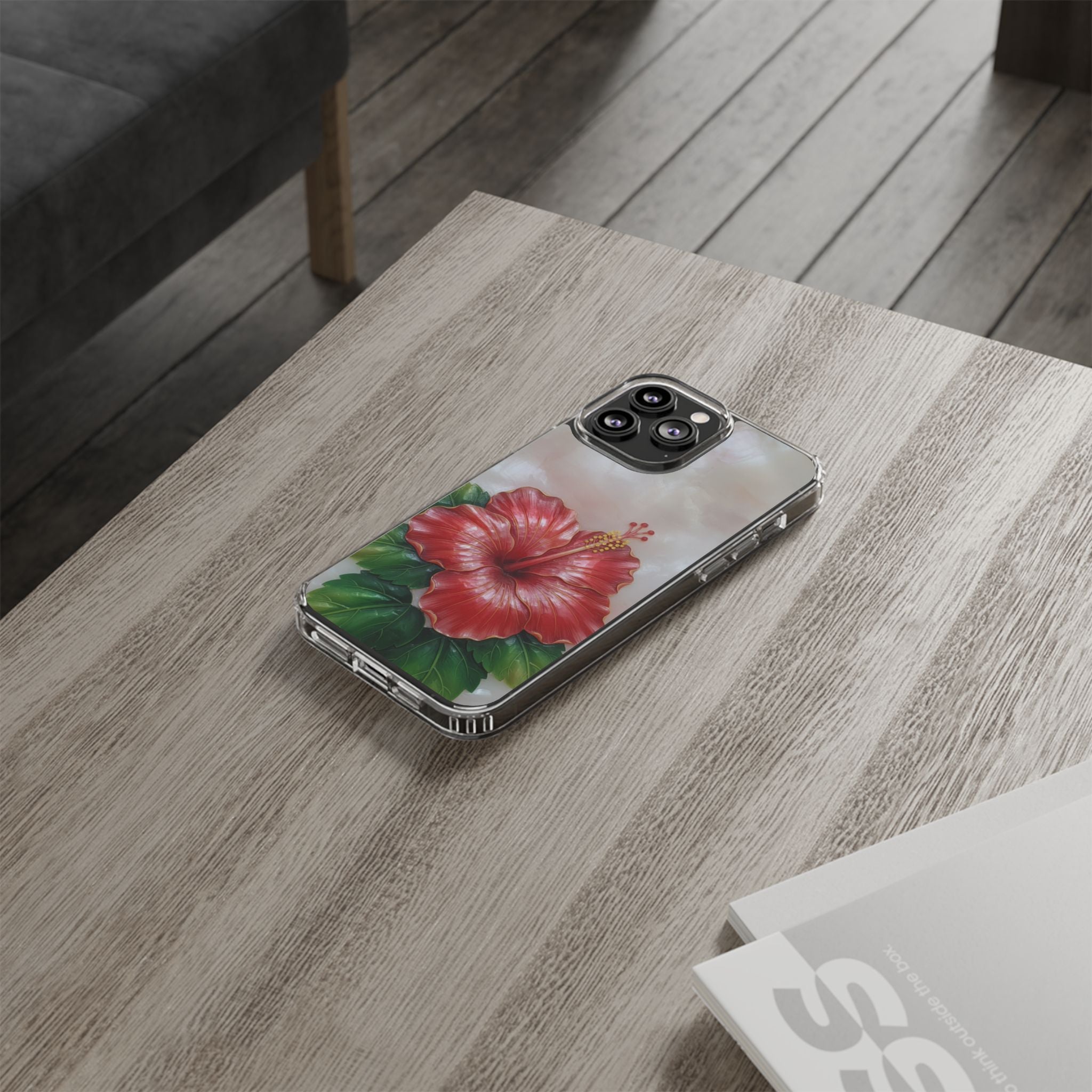 Unique Red flower art Phone Case Floral relief carving Red hibiscus sculpture Decorative tropical flower decor vibrant artistic