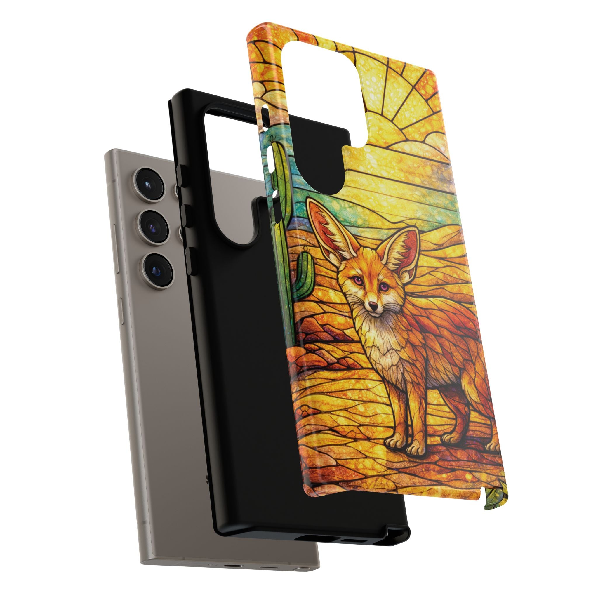 Desert Fox Stained Glass Phone Case — Galaxy & iPhone Pixel Compatible