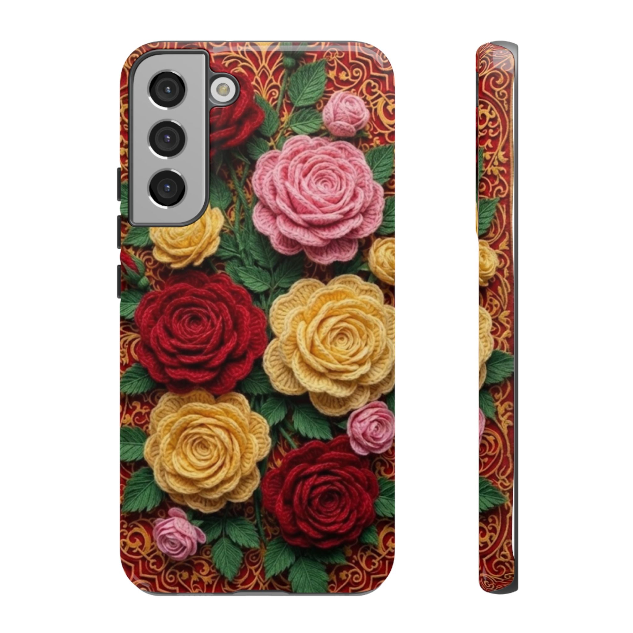 Yarn Vintage Rose Floral Phone Case Elegant Damask Pattern Smartphone Cover for Samsung Galaxy iOS Google Pixel