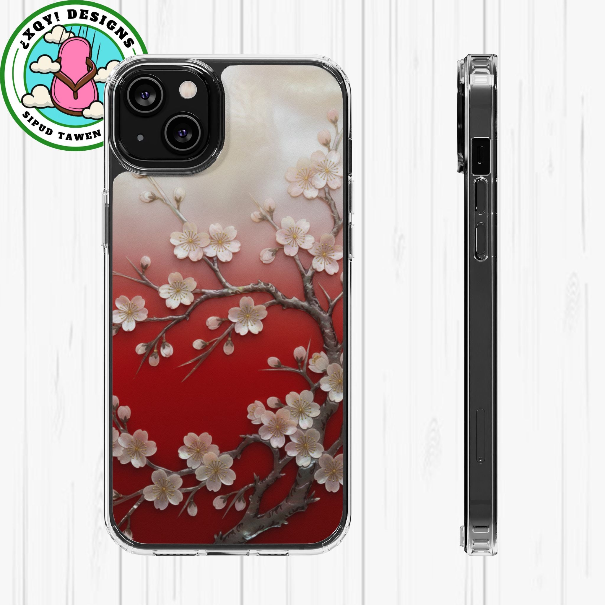 Mother of Pearl Floral Phone Case Elegant Sakura Design Asian Inspired Shell Inlay Artwork Japanese Blossom Decor Mobile Cover