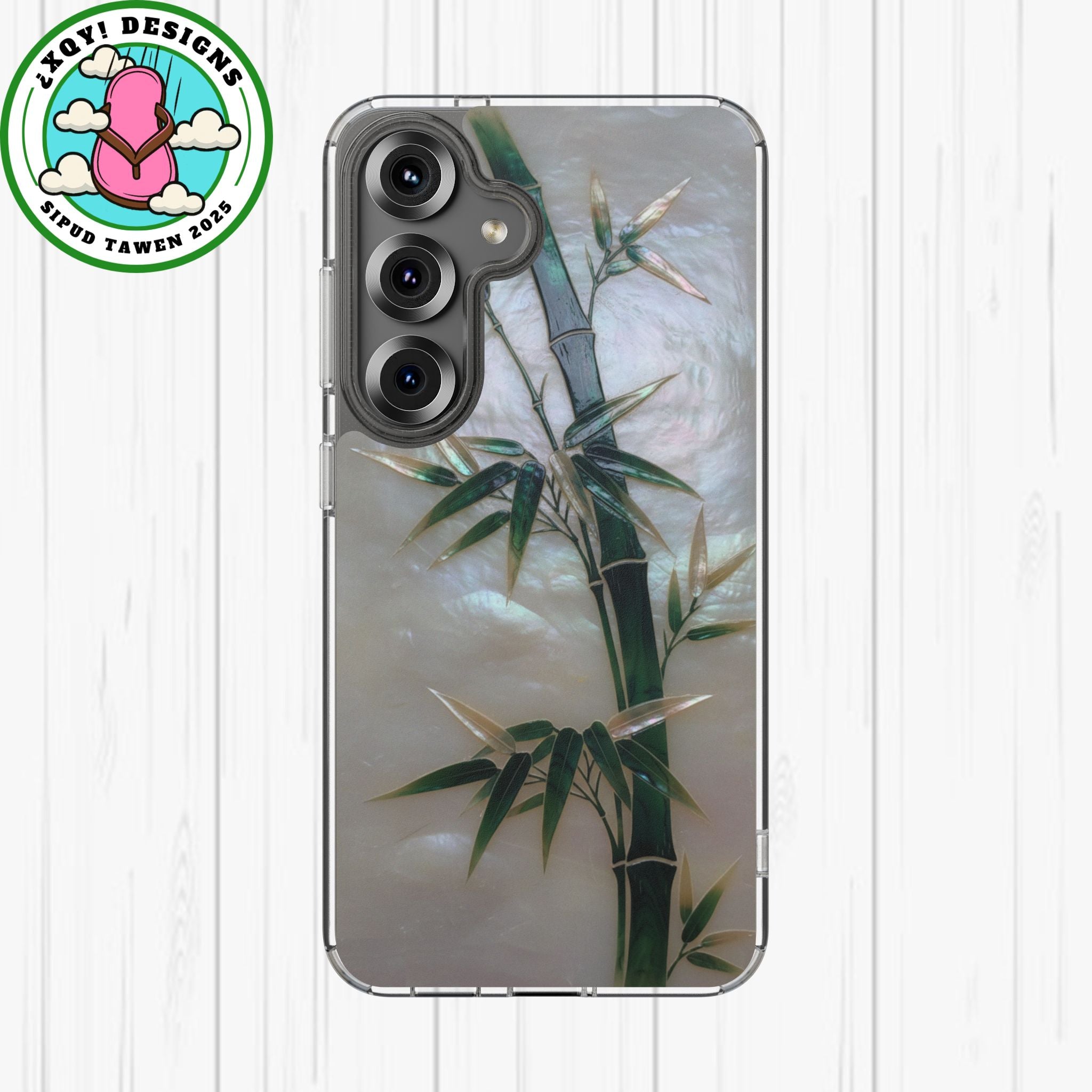 Mother of Pearl Inlay Bamboo Phone Case Nacre Art Green Bamboo Decor Handmade Pearl Shell Unique Iridescent Cover Natural Gift Idea