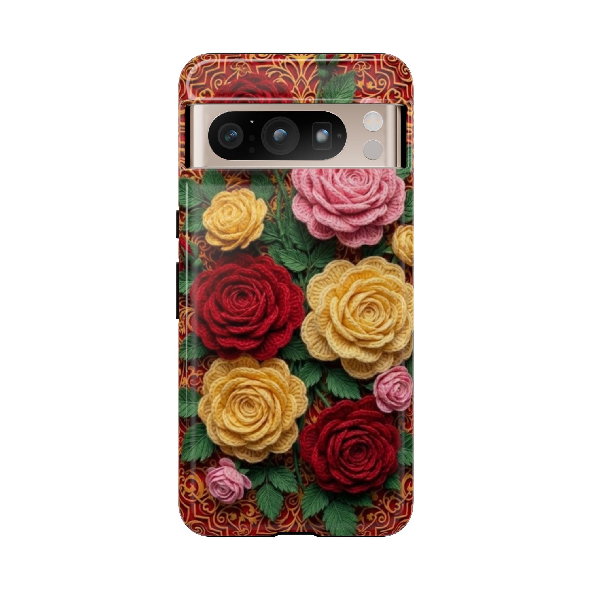 Yarn Vintage Rose Floral Phone Case Elegant Damask Pattern Smartphone Cover for Samsung Galaxy iOS Google Pixel