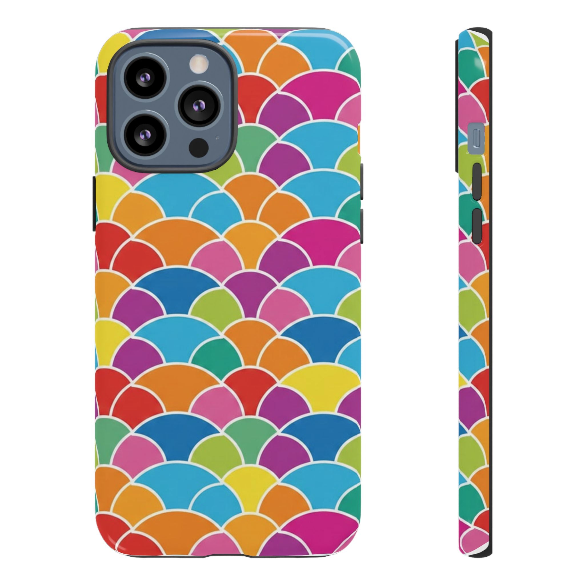 Colorful Scallop Pattern Phone Case Vibrant Protective Mermaid Scales Cover Eye-Catching Abstract Design for Samsung iPhone Pixel Models