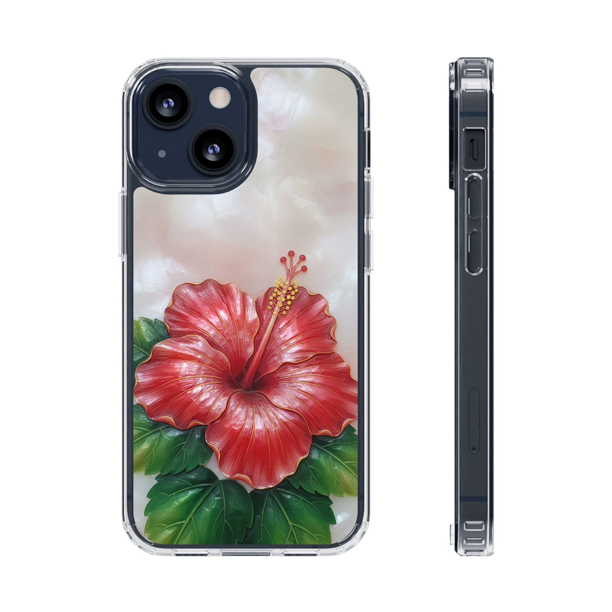 Unique Red flower art Phone Case Floral relief carving Red hibiscus sculpture Decorative tropical flower decor vibrant artistic