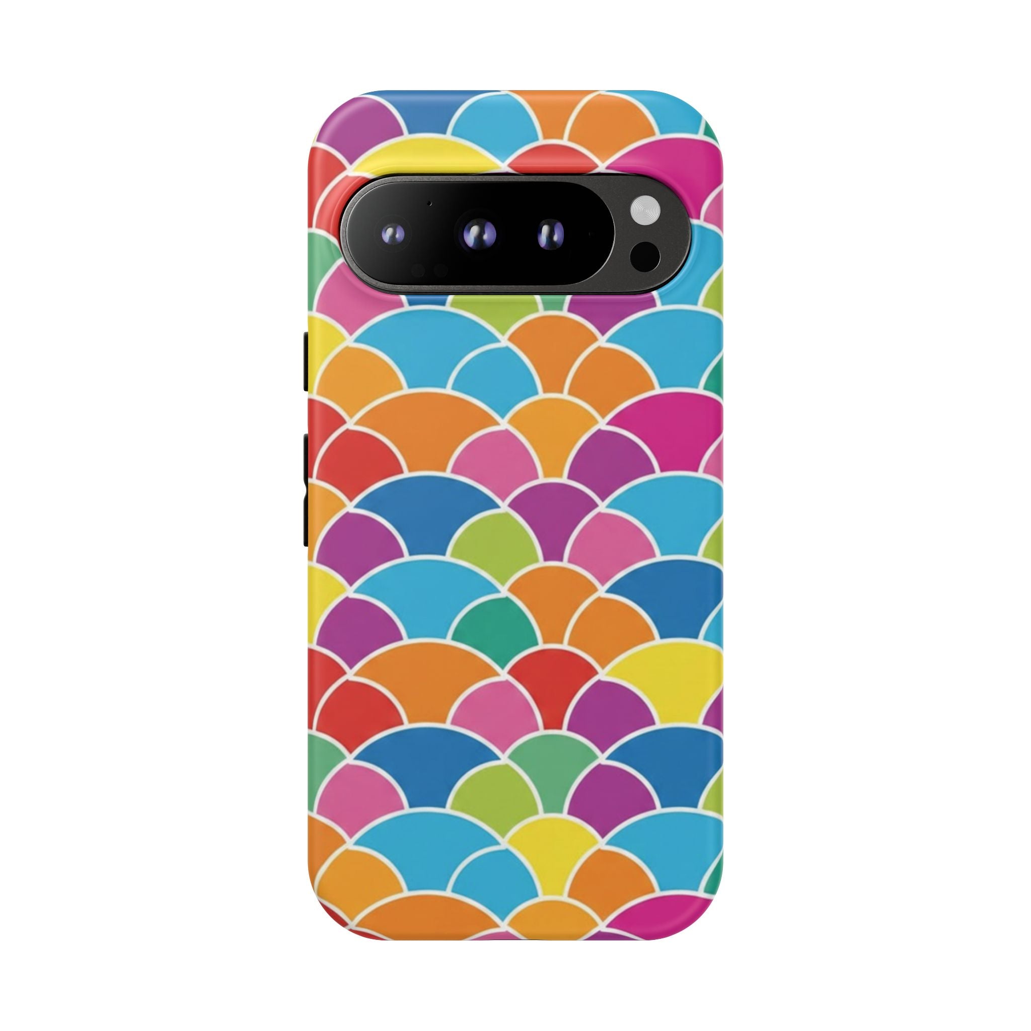 Colorful Scallop Pattern Phone Case Vibrant Protective Mermaid Scales Cover Eye-Catching Abstract Design for Samsung iPhone Pixel Models
