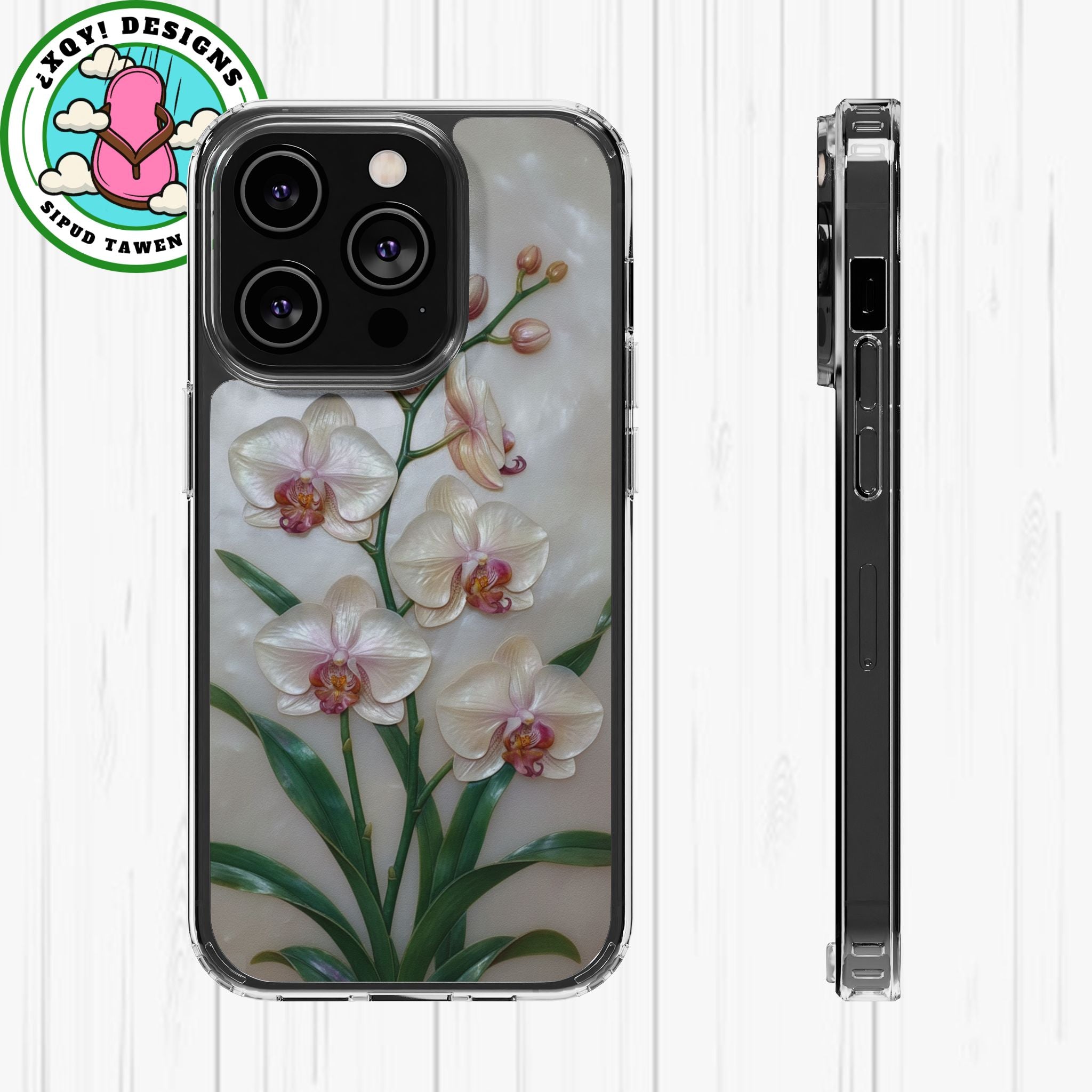 Orchid Wall Phone Case 3D Floral Wall Decor Pink Orchid Artwork White Orchid Design Textured Floral Cover Aesthetic Nature Gift