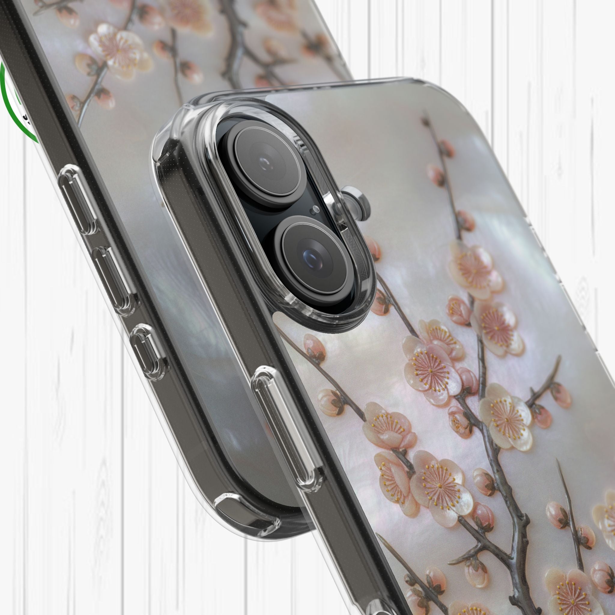 Mother of Pearl Plum Blossom Art Phone Case Nacre Flower Wall Decor Design Iridescent Shell Art Inlay Shimmering Spring Panel Floral Cover