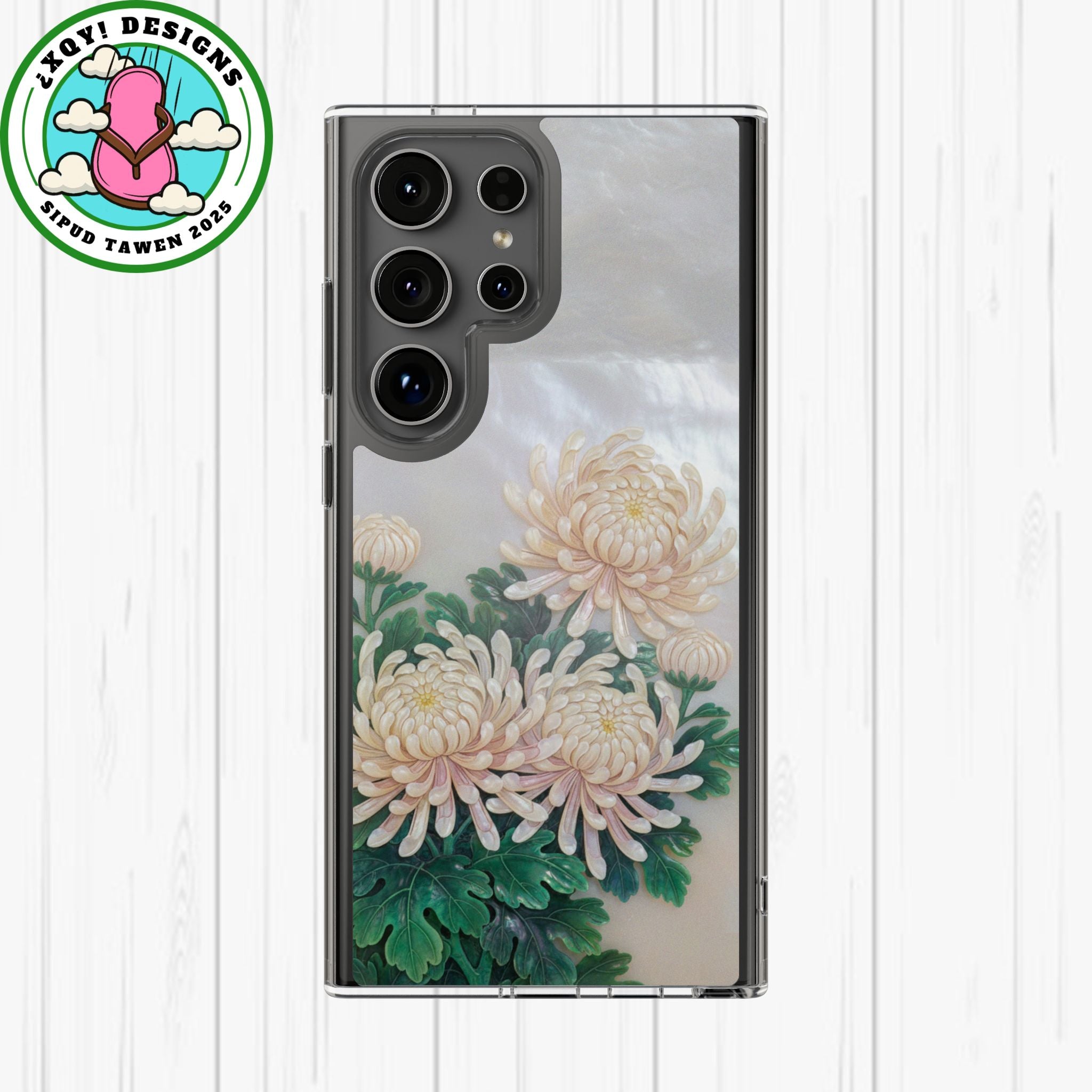 Mother of pearl inlay Phone Case Nacre art panel Chinese mother of pearl flowers Chrysanthemum wall art design elegant luxury  gift