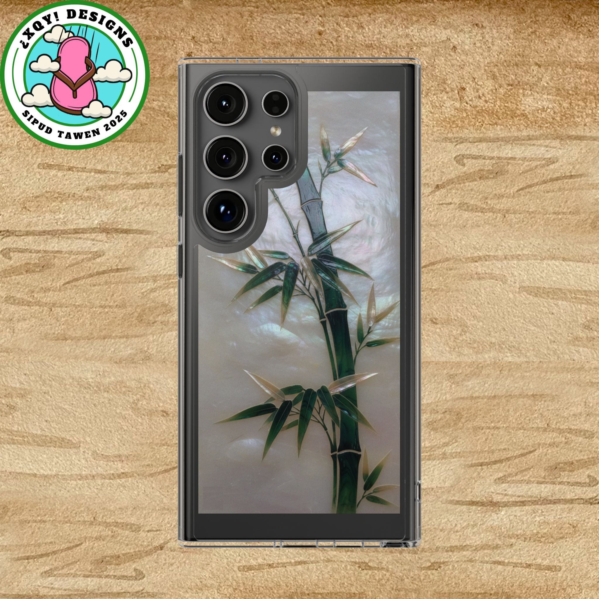 Phone Case, Mother of Pearl Bamboo Floral Design Impact-Resistant Cover, Protective Shell, Unique Gift, Accessories