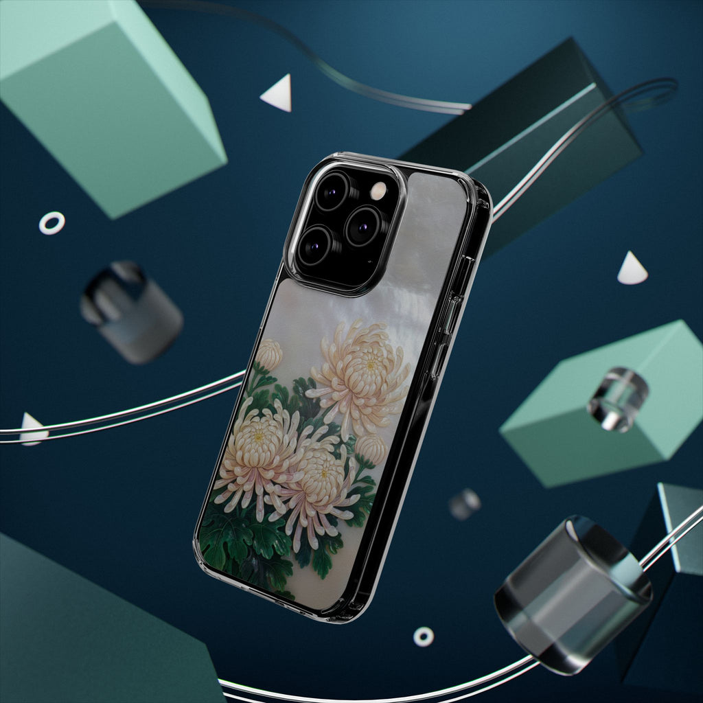 Mother of pearl inlay Phone Case Nacre art panel Chinese mother of pearl flowers Chrysanthemum wall art design elegant luxury  gift