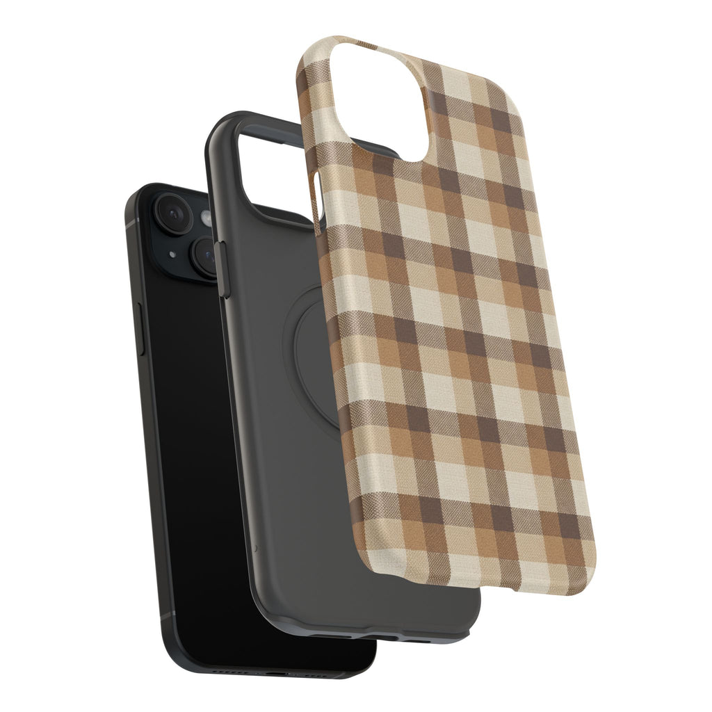 Brown Plaid Pattern Impact-Resistant Case | Checkered Phone Case