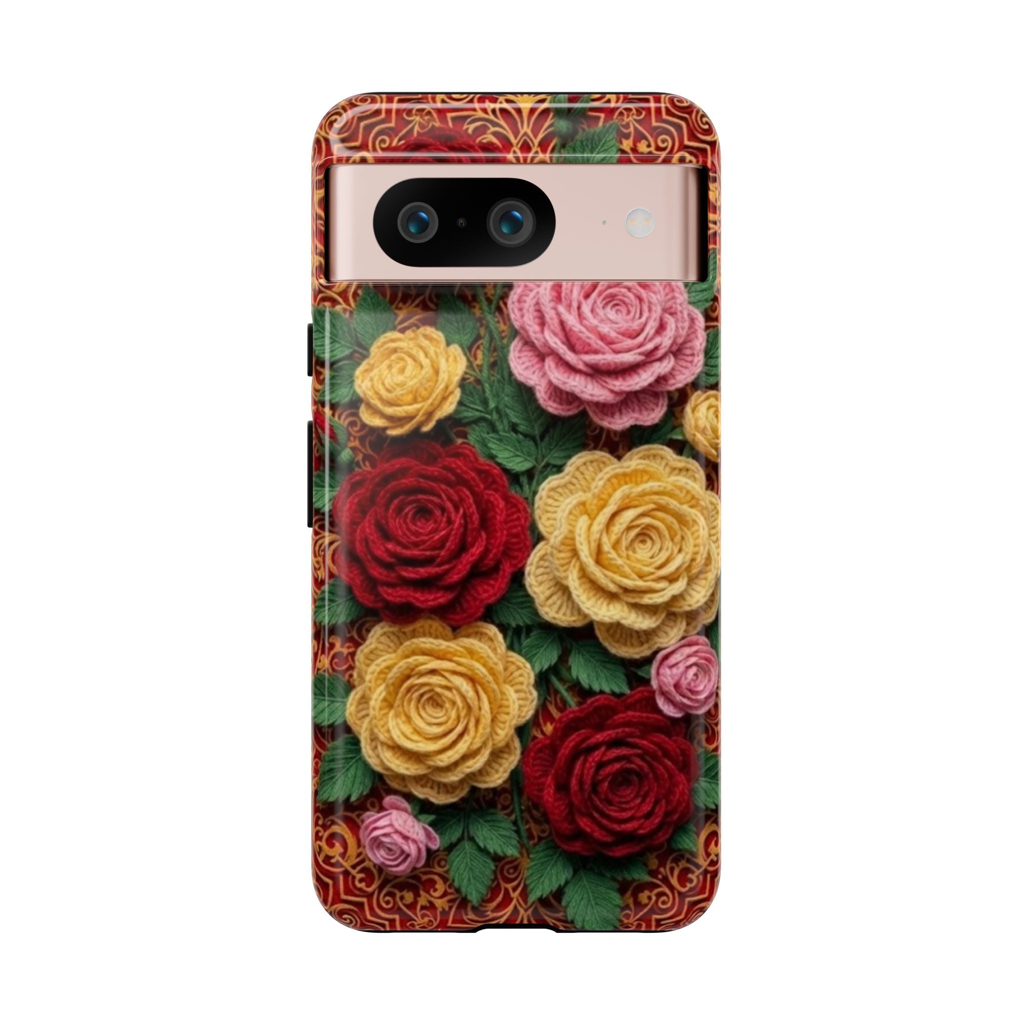 Yarn Vintage Rose Floral Phone Case Elegant Damask Pattern Smartphone Cover for Samsung Galaxy iOS Google Pixel