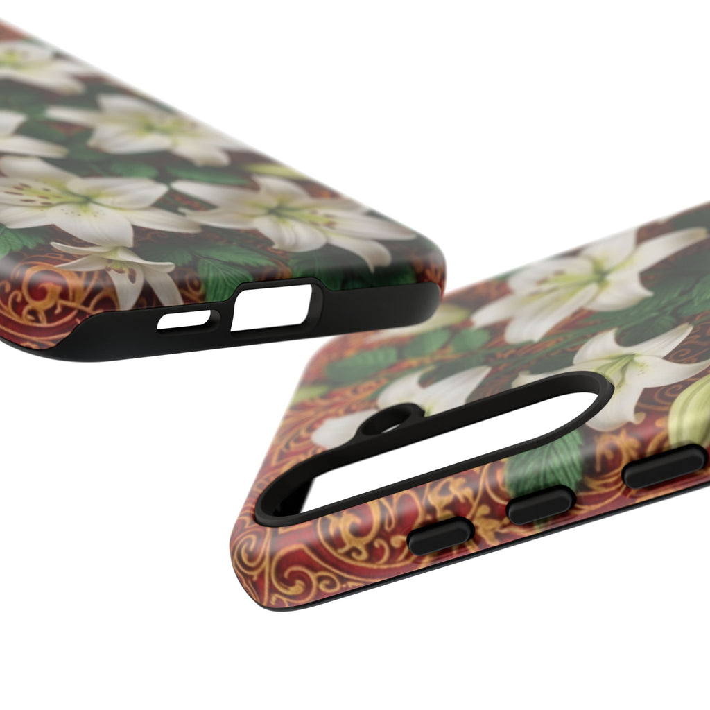 Luxury Lily Phone Case Elegant Floral Ornate Botanical Style Pristine White Bloom Motif Unique Accessory for iPhone Samsung Pixel Devices