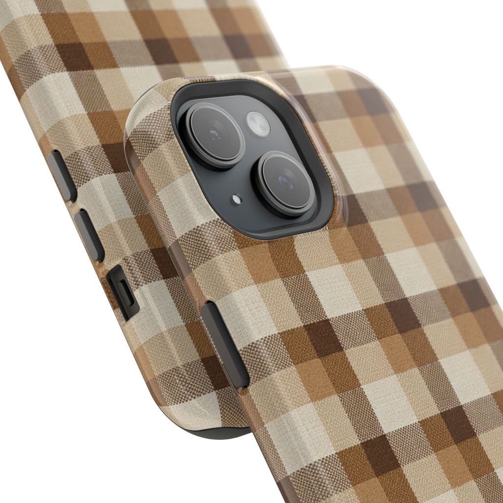 Brown Plaid Pattern Impact-Resistant Case | Checkered Phone Case