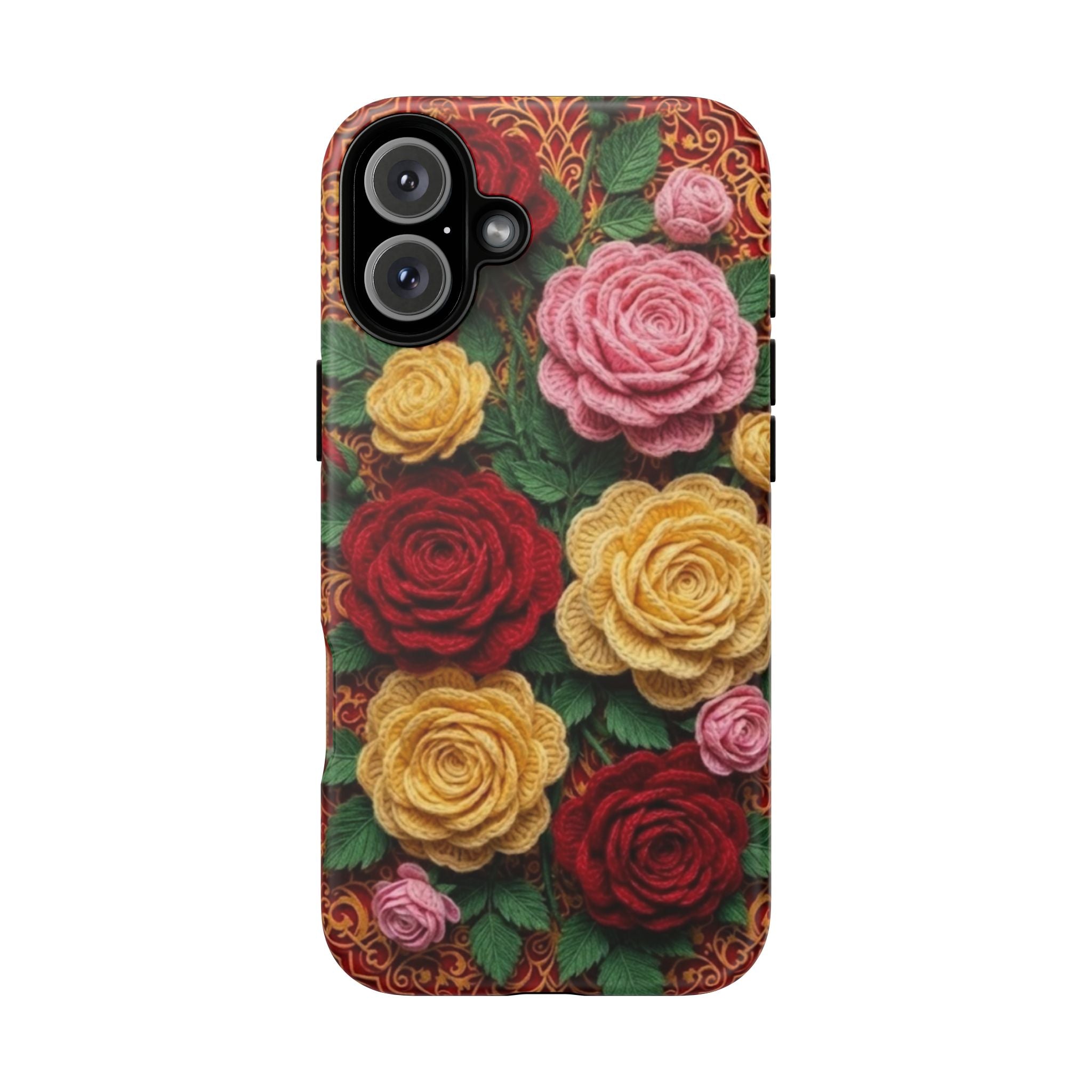 Yarn Vintage Rose Floral Phone Case Elegant Damask Pattern Smartphone Cover for Samsung Galaxy iOS Google Pixel