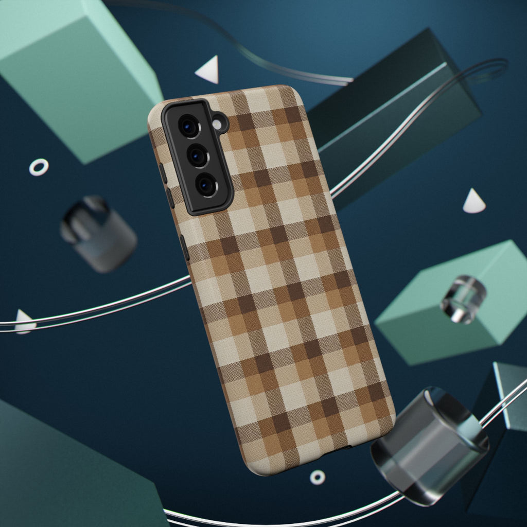 Brown Plaid Pattern Impact-Resistant Case | Checkered Phone Case
