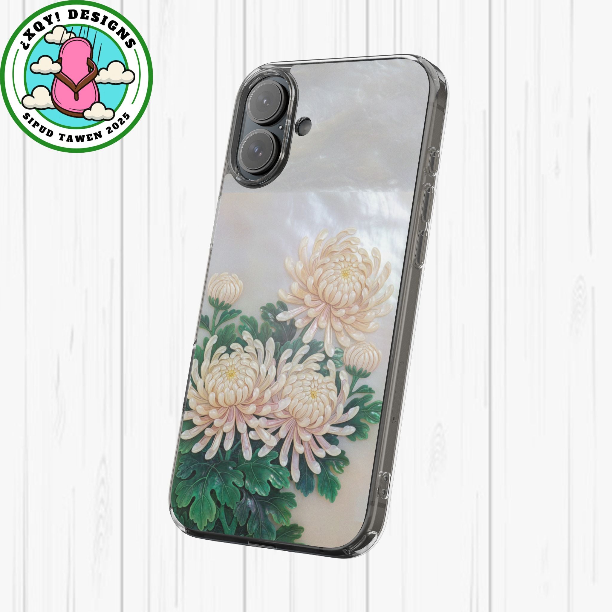 Mother of pearl inlay Phone Case Nacre art panel Chinese mother of pearl flowers Chrysanthemum wall art design elegant luxury  gift