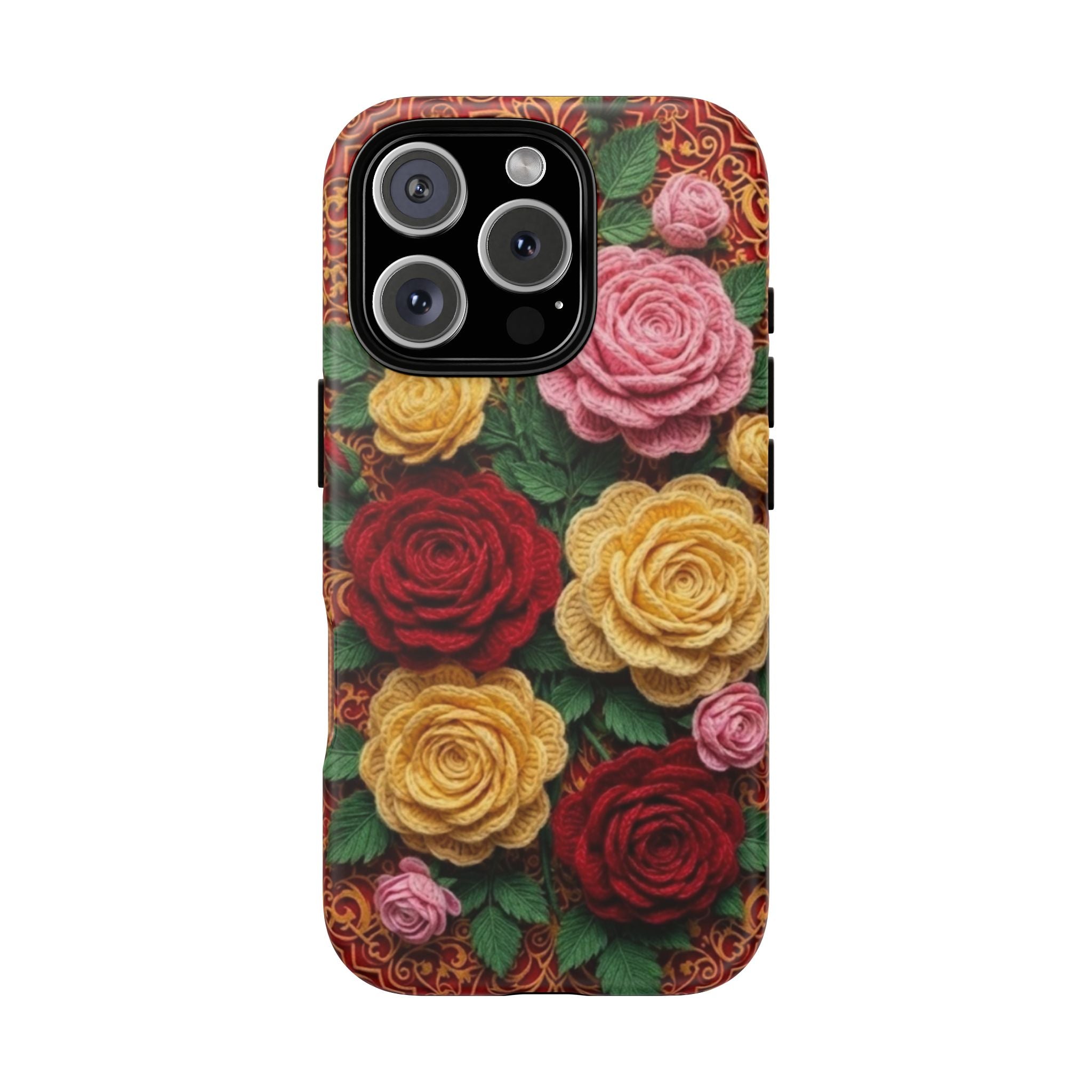 Yarn Vintage Rose Floral Phone Case Elegant Damask Pattern Smartphone Cover for Samsung Galaxy iOS Google Pixel