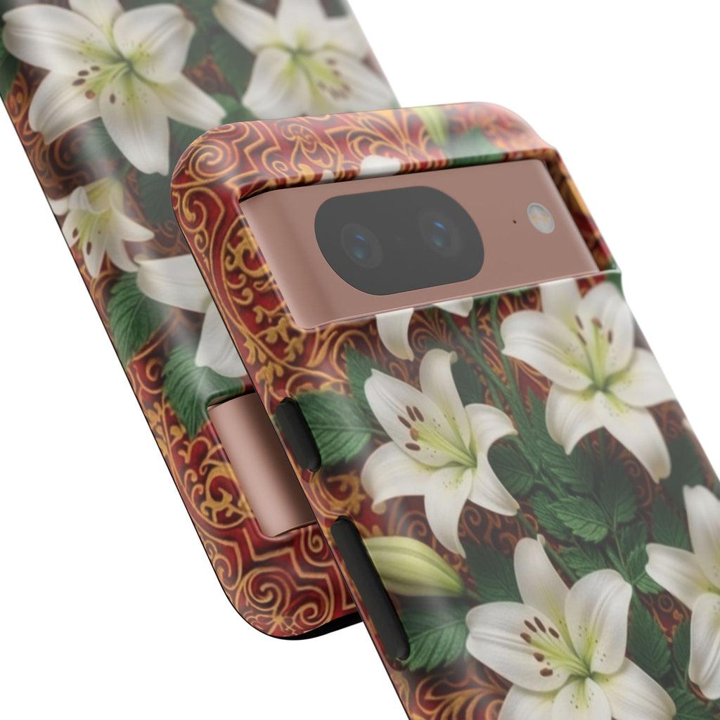 Luxury Lily Phone Case Elegant Floral Ornate Botanical Style Pristine White Bloom Motif Unique Accessory for iPhone Samsung Pixel Devices