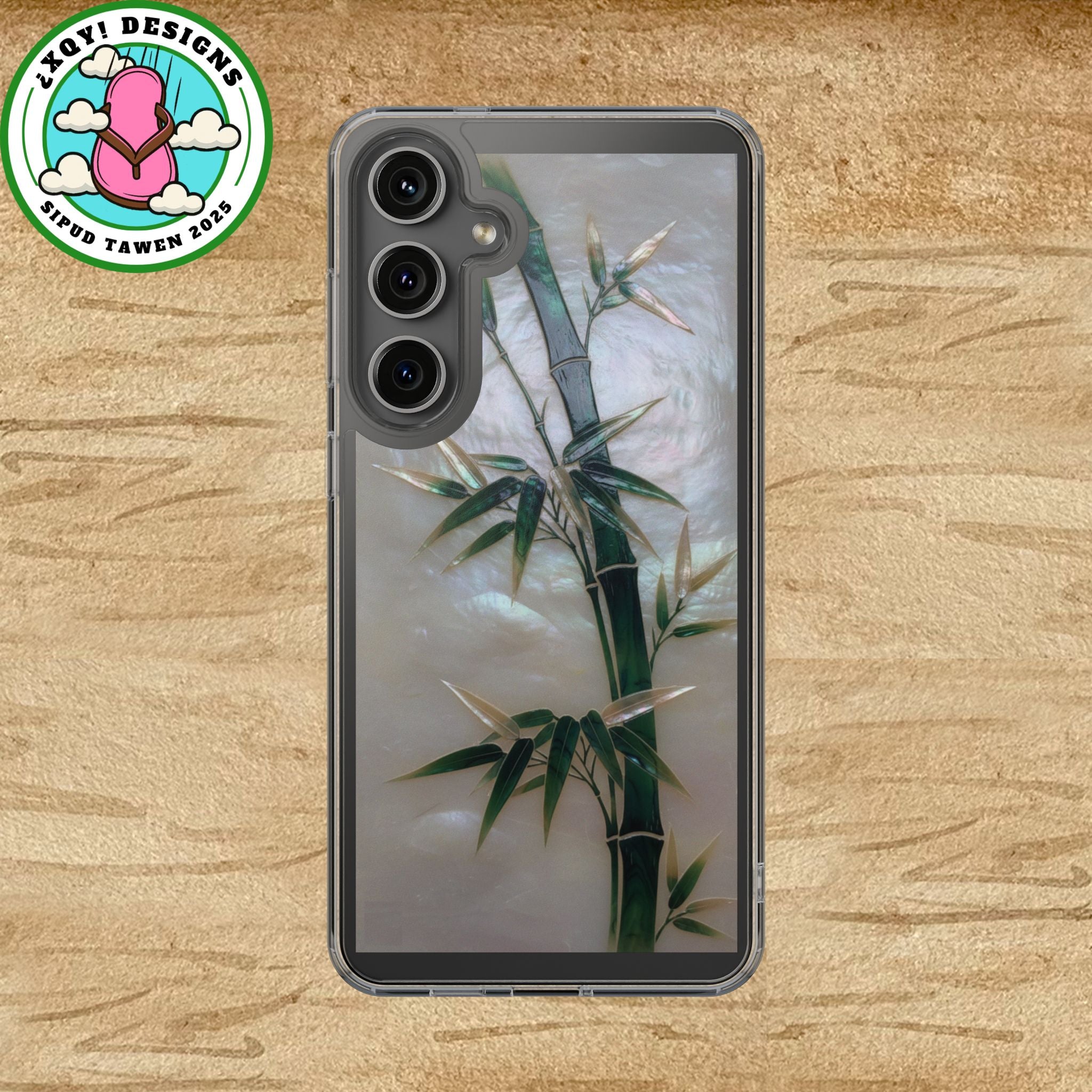 Phone Case, Mother of Pearl Bamboo Floral Design Impact-Resistant Cover, Protective Shell, Unique Gift, Accessories