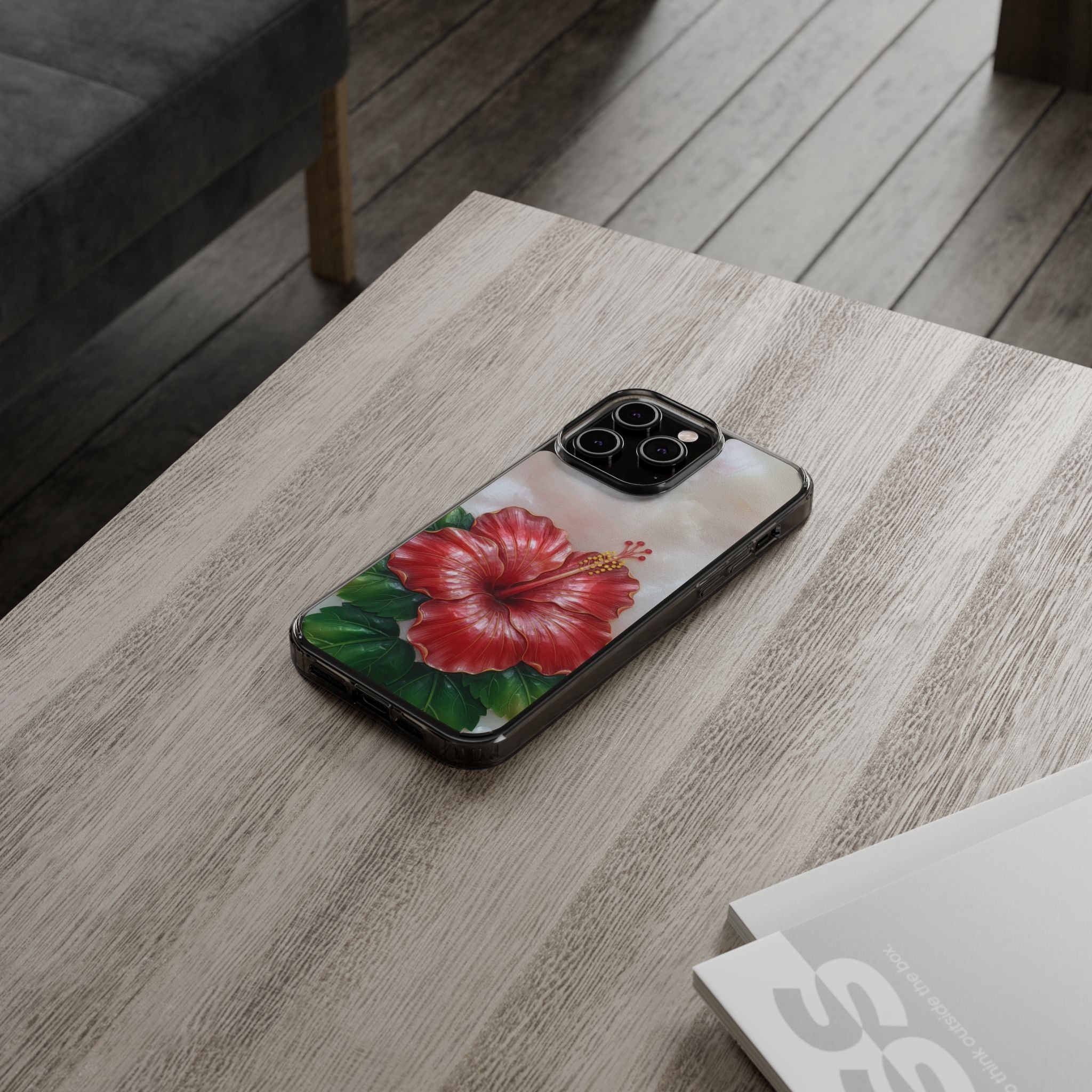 Unique Red flower art Phone Case Floral relief carving Red hibiscus sculpture Decorative tropical flower decor vibrant artistic