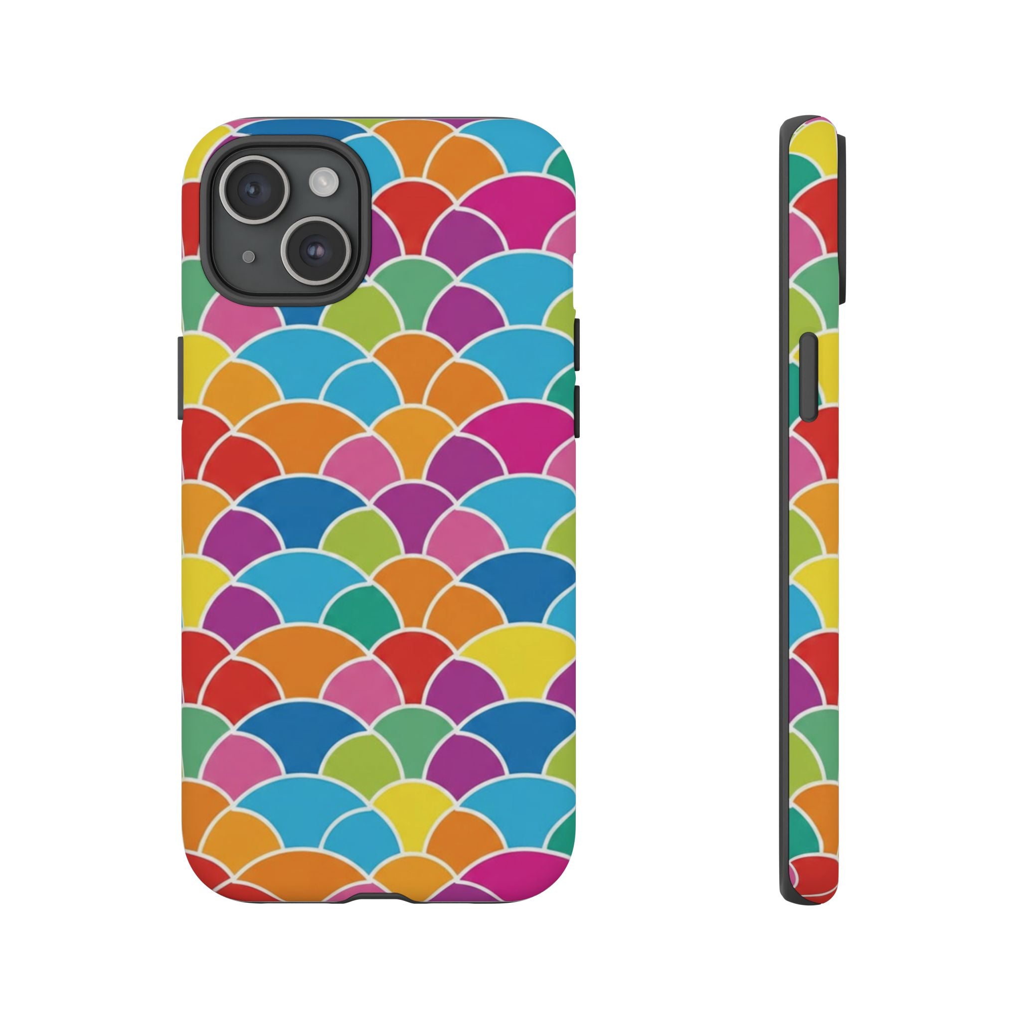 Colorful Scallop Pattern Phone Case Vibrant Protective Mermaid Scales Cover Eye-Catching Abstract Design for Samsung iPhone Pixel Models