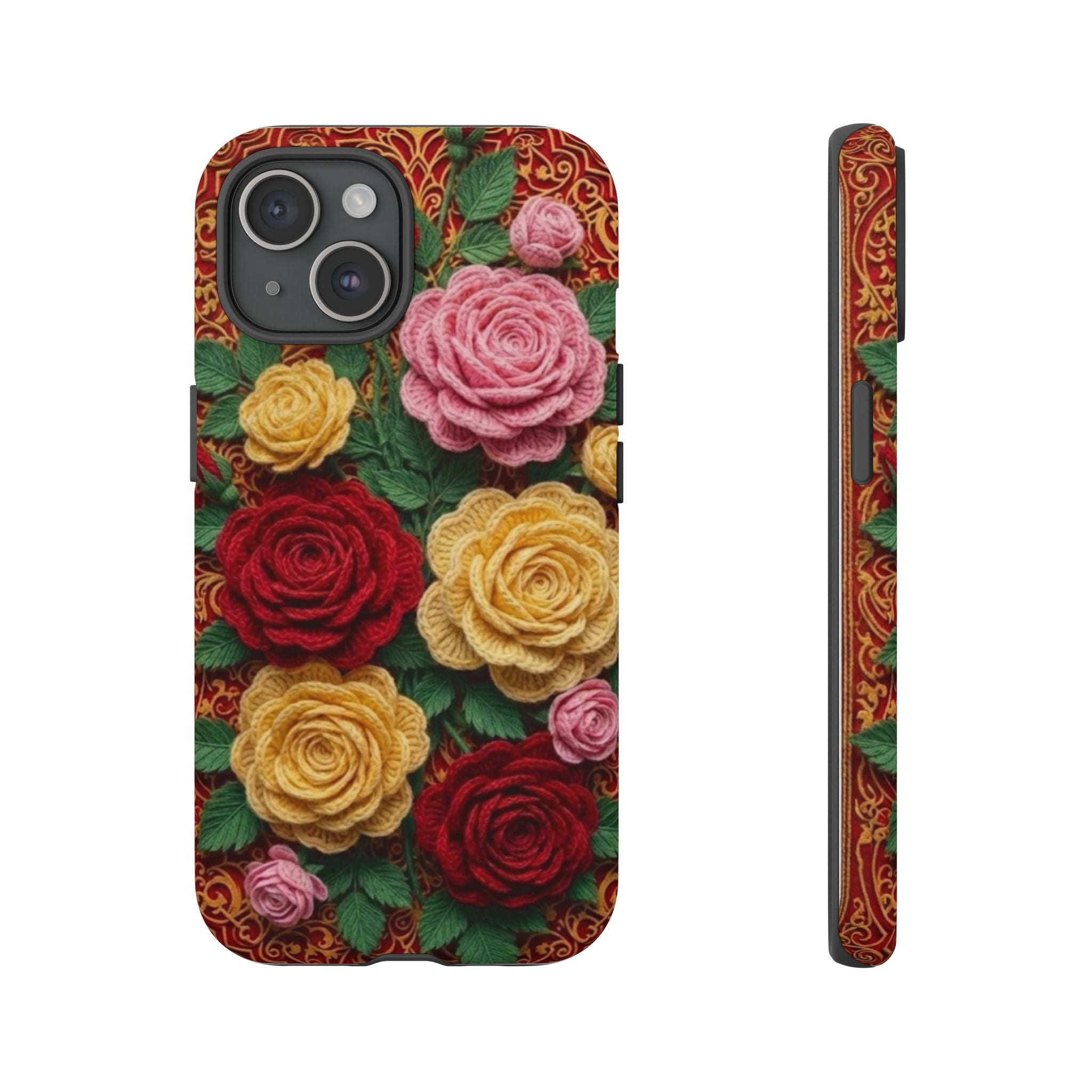 Yarn Vintage Rose Floral Phone Case Elegant Damask Pattern Smartphone Cover for Samsung Galaxy iOS Google Pixel