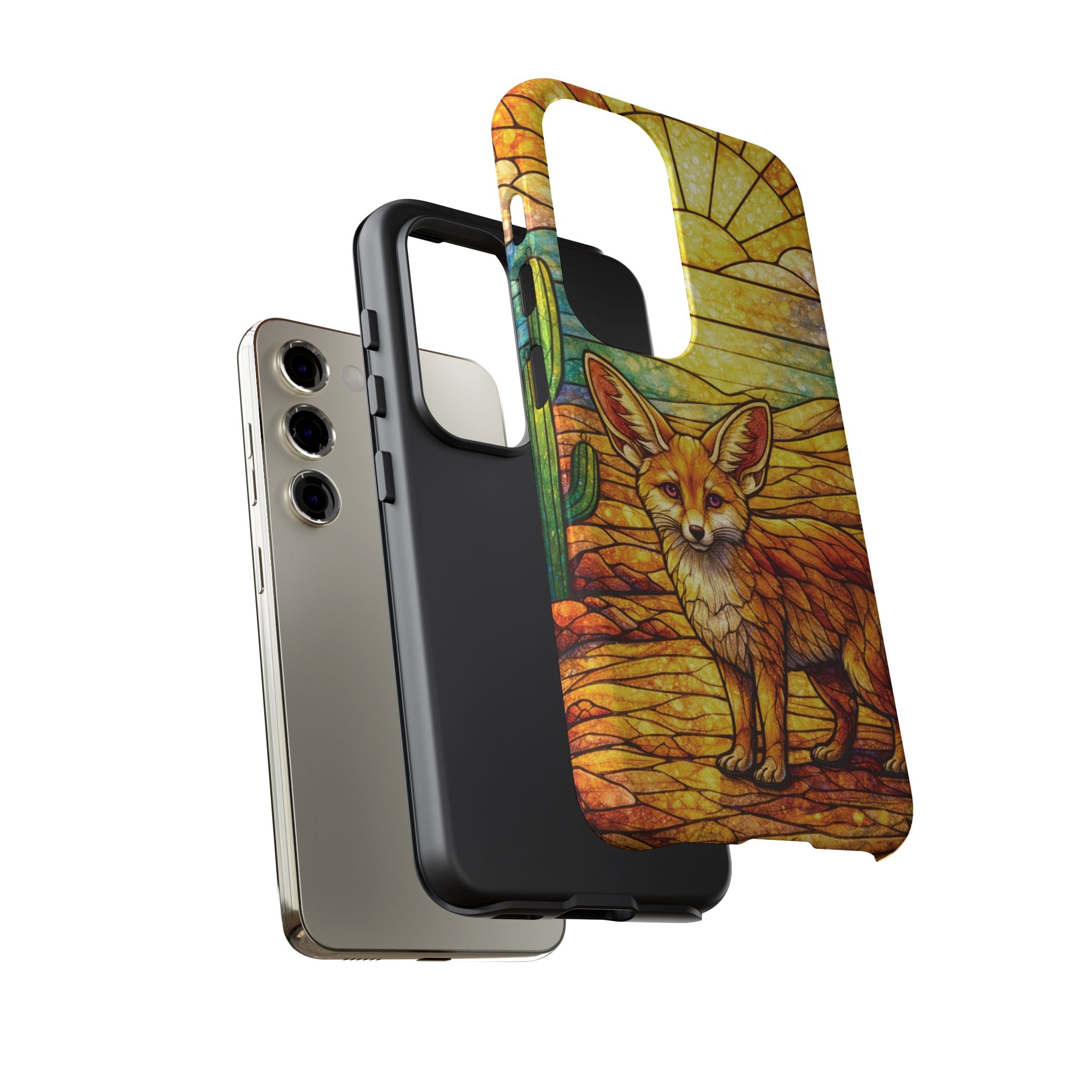 Desert Fox Stained Glass Phone Case — Galaxy & iPhone Pixel Compatible