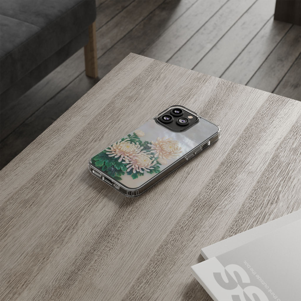 Mother of pearl inlay Phone Case Nacre art panel Chinese mother of pearl flowers Chrysanthemum wall art design elegant luxury  gift