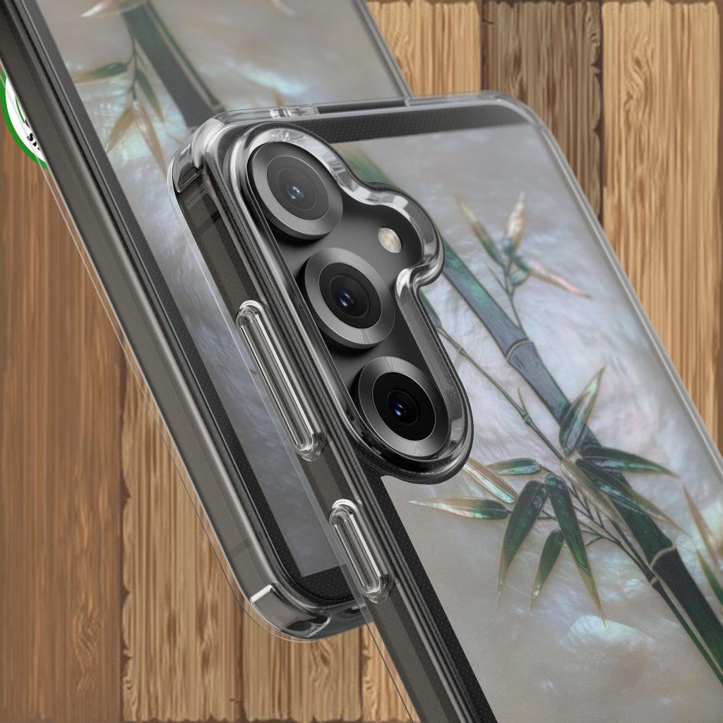 Phone Case, Mother of Pearl Bamboo Floral Design Impact-Resistant Cover, Protective Shell, Unique Gift, Accessories