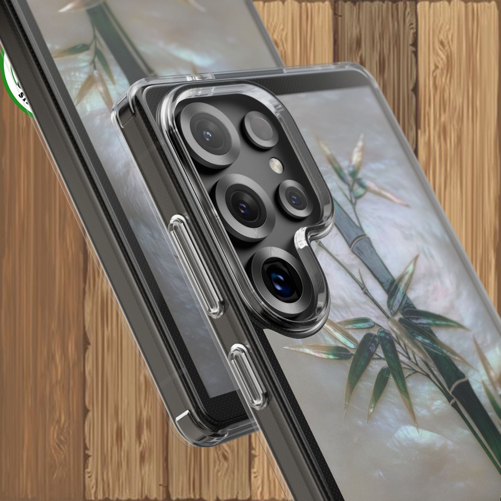 Phone Case, Mother of Pearl Bamboo Floral Design Impact-Resistant Cover, Protective Shell, Unique Gift, Accessories