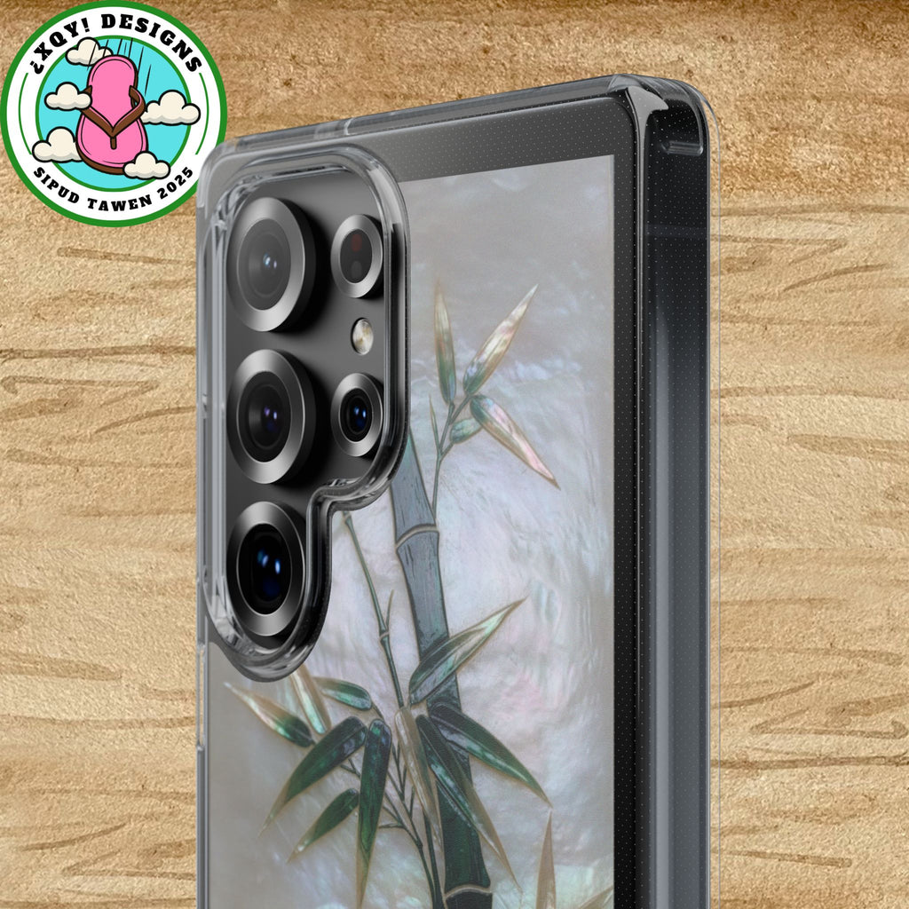 Phone Case, Mother of Pearl Bamboo Floral Design Impact-Resistant Cover, Protective Shell, Unique Gift, Accessories
