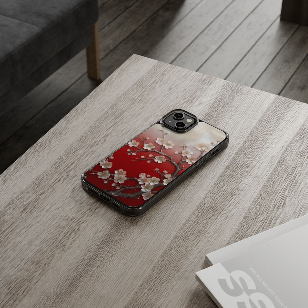 Mother of Pearl Floral Phone Case Elegant Sakura Design Asian Inspired Shell Inlay Artwork Japanese Blossom Decor Mobile Cover