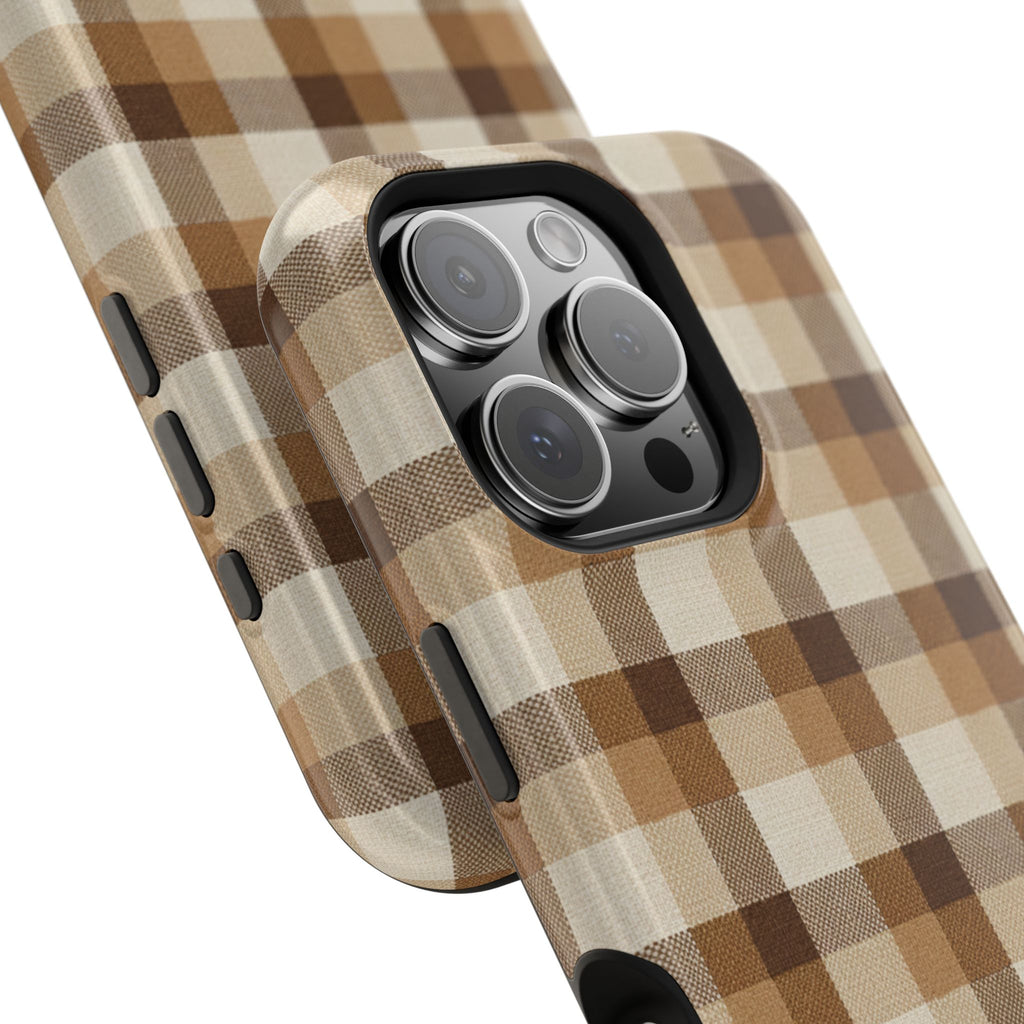 Brown Plaid Pattern Impact-Resistant Case | Checkered Phone Case