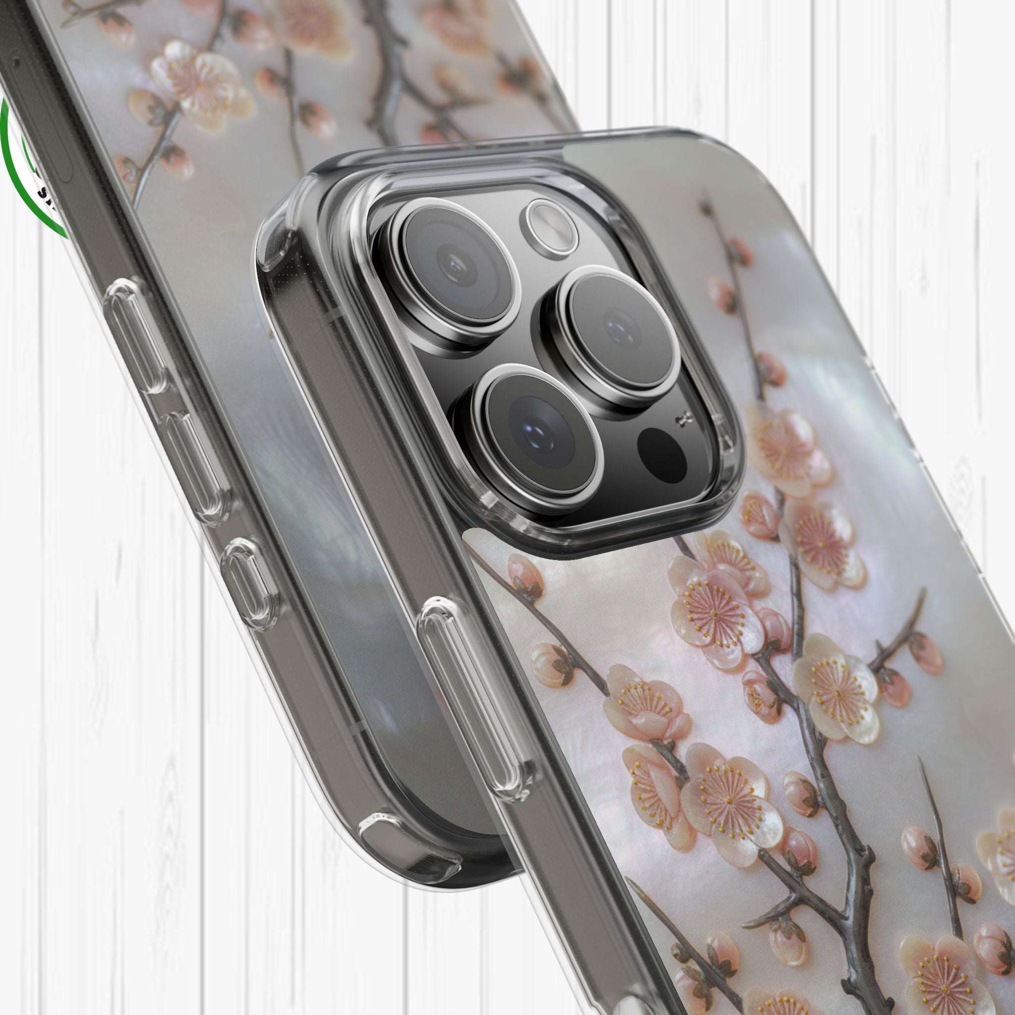 Mother of Pearl Plum Blossom Art Phone Case Nacre Flower Wall Decor Design Iridescent Shell Art Inlay Shimmering Spring Panel Floral Cover